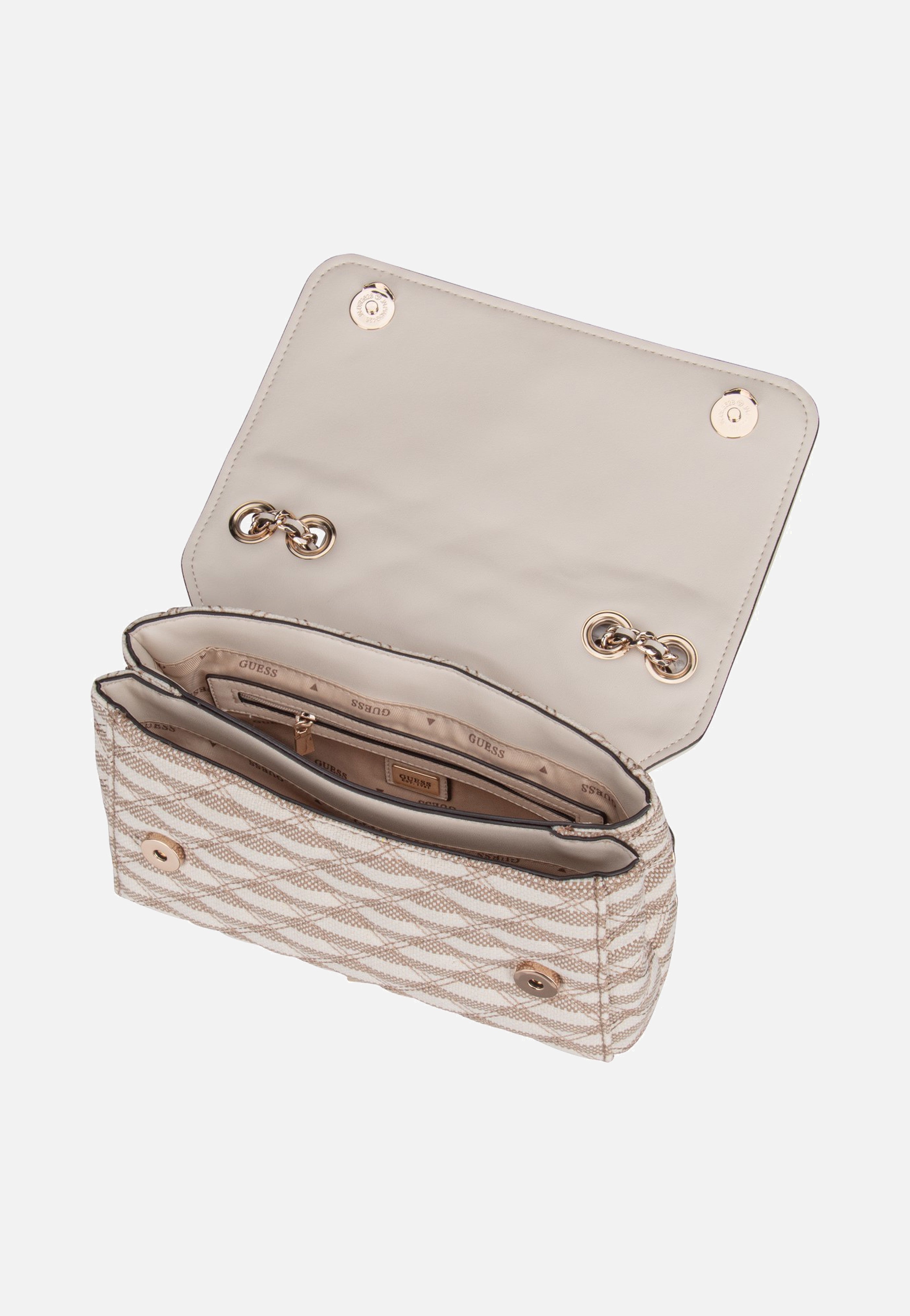 Guess Giully II 2 Comp Conv Flap Taupe Multi Crossbody Bag