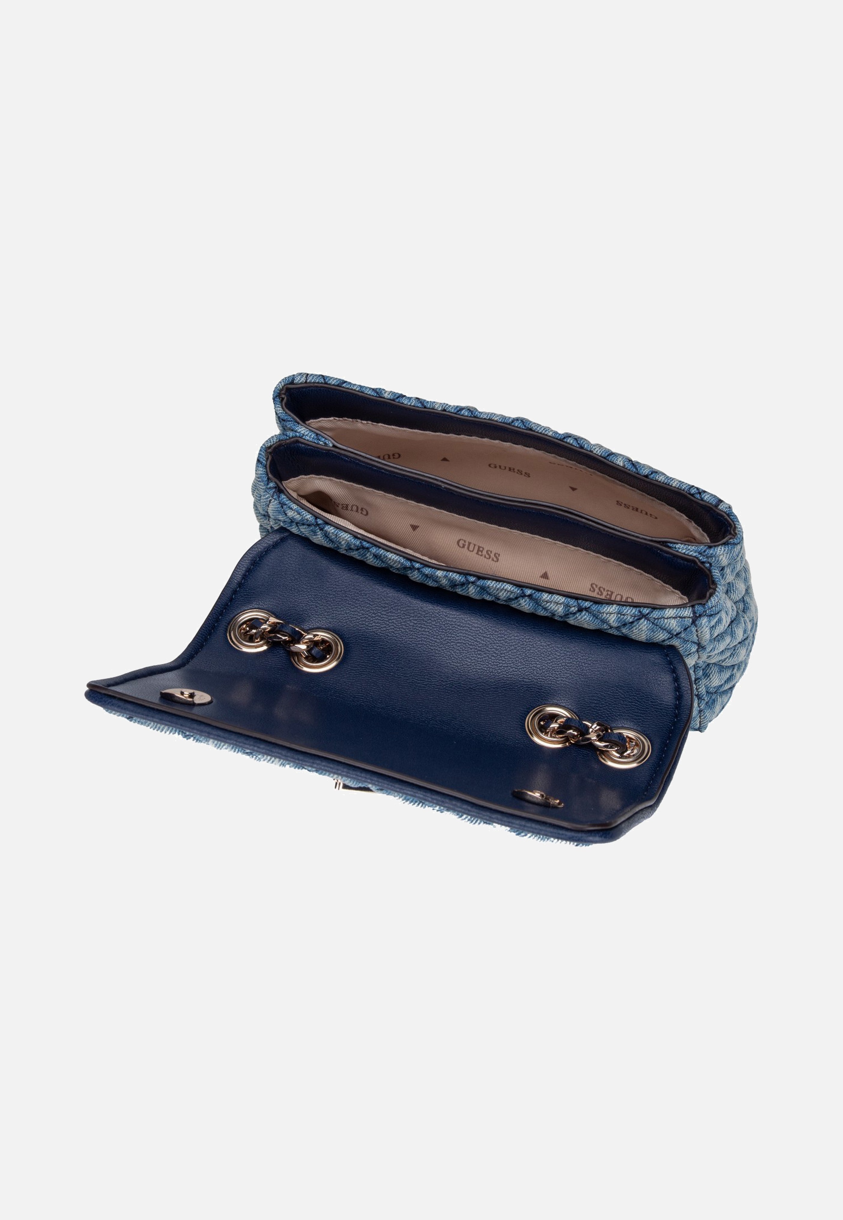 Guess Giully II Mini 2 Comp Convertible Flap 73740 Denim Crossbody Bag