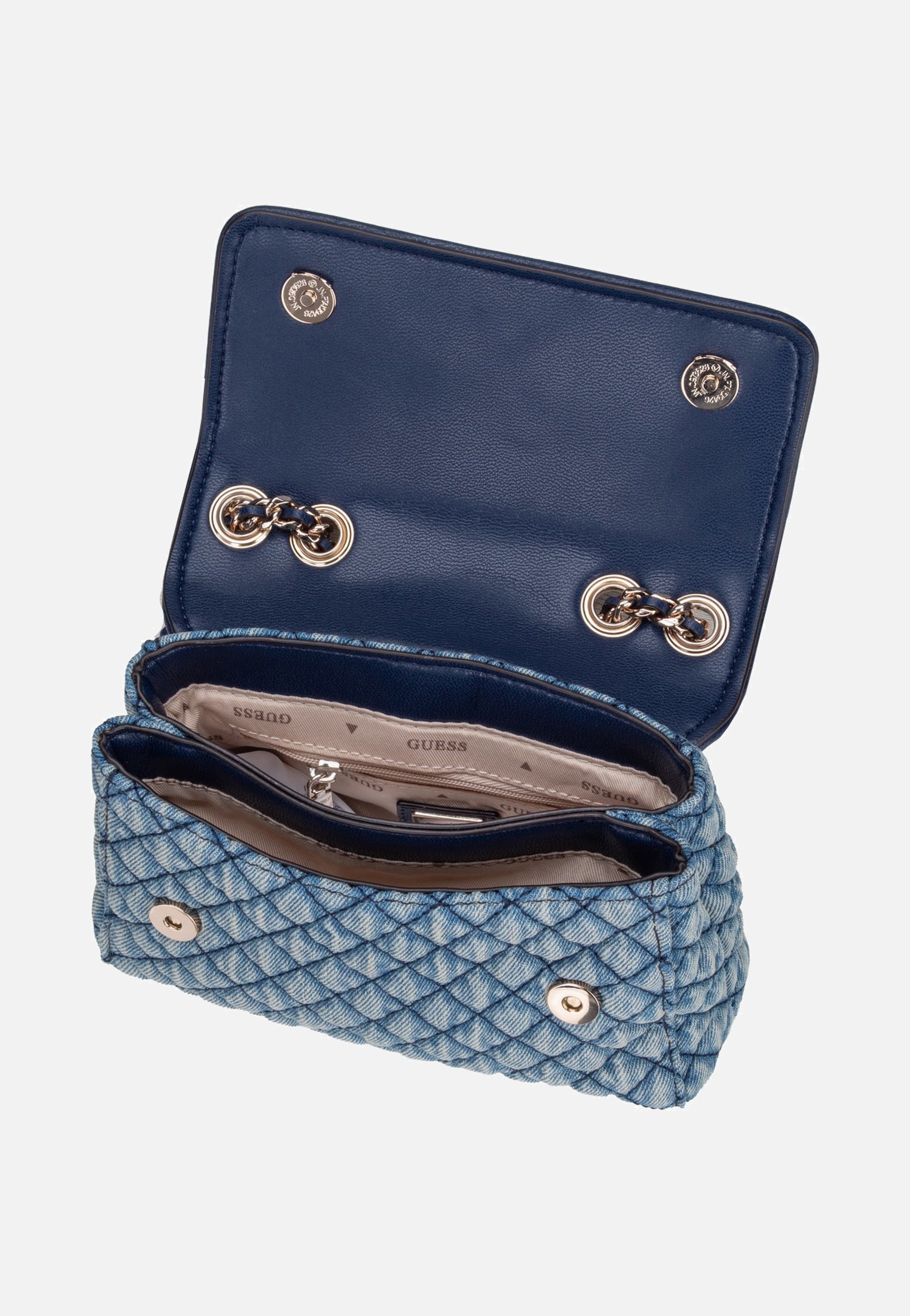 Guess Giully II Mini 2 Comp Convertible Flap 73740 Denim Crossbody Bag