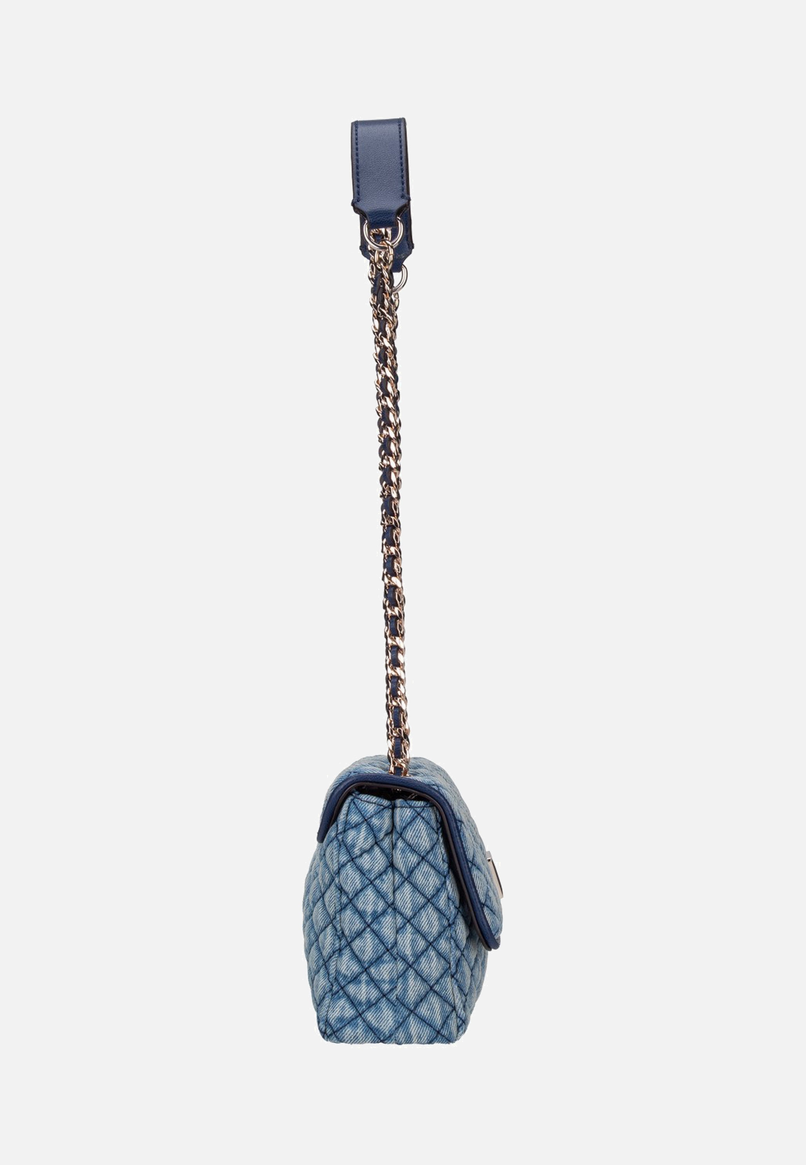 Guess Giully II Mini 2 Comp Convertible Flap 73740 Denim Crossbody Bag