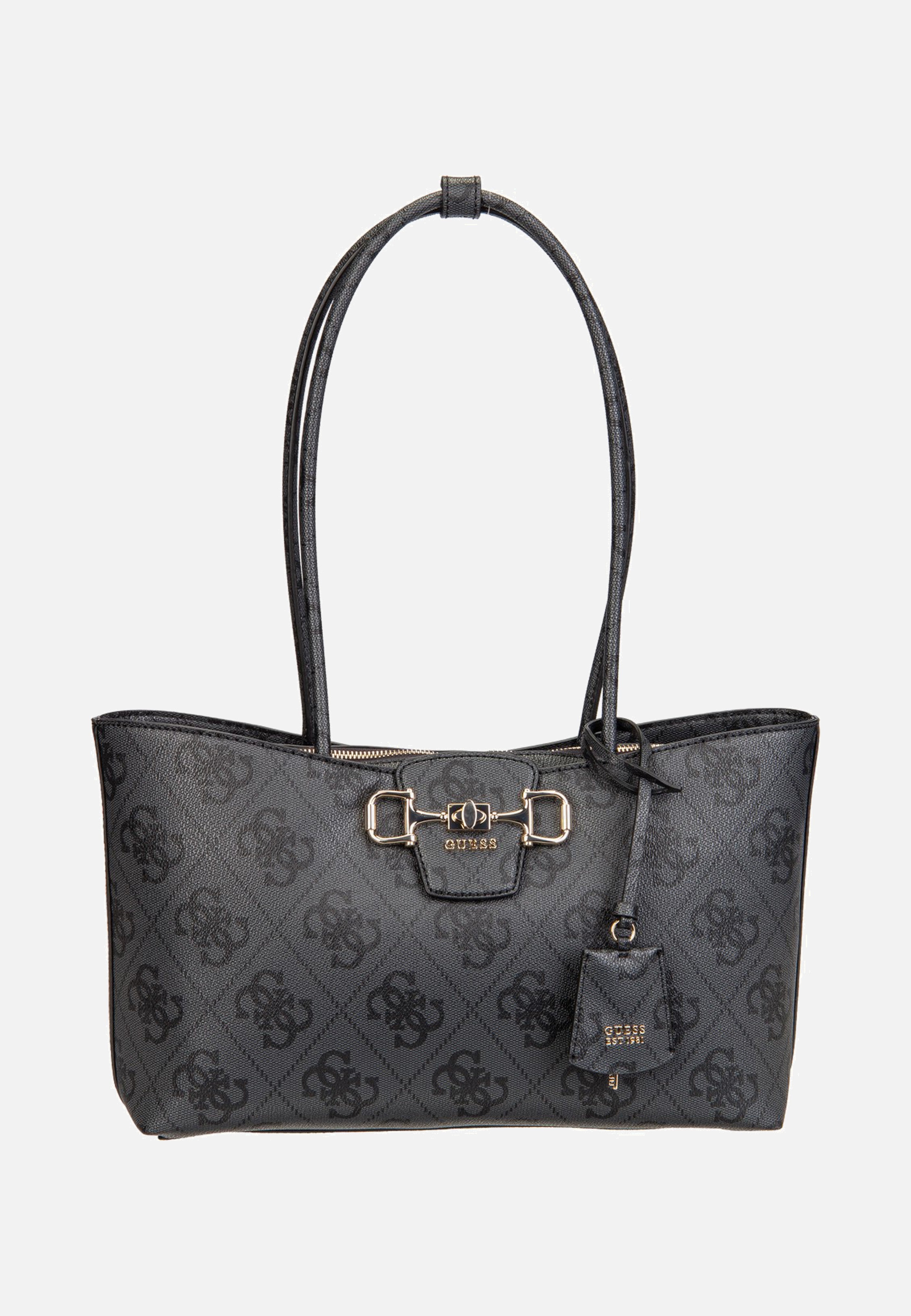 Guess Janie Logo Girlfriend Carryall Coal Logo Shopper