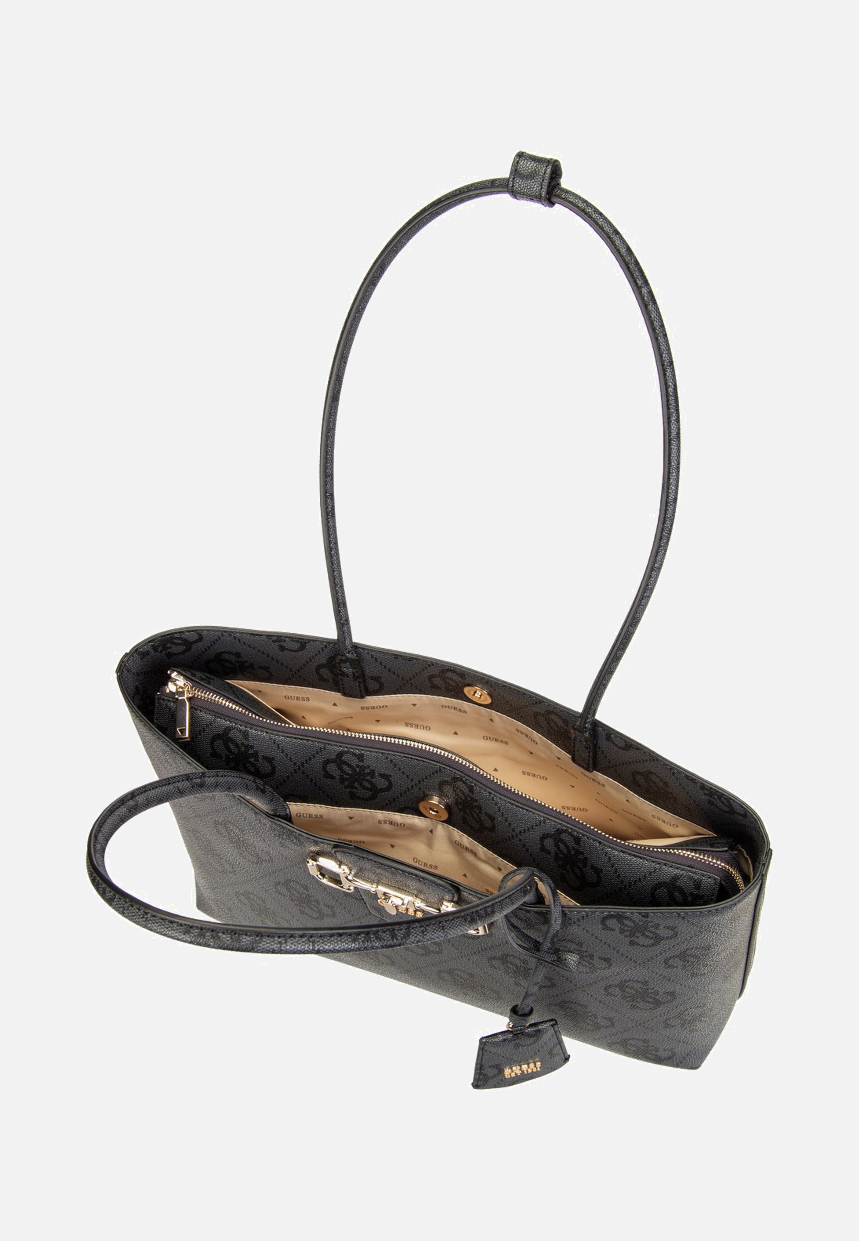 Guess Janie Logo Girlfriend Carryall Coal Logo Shopper