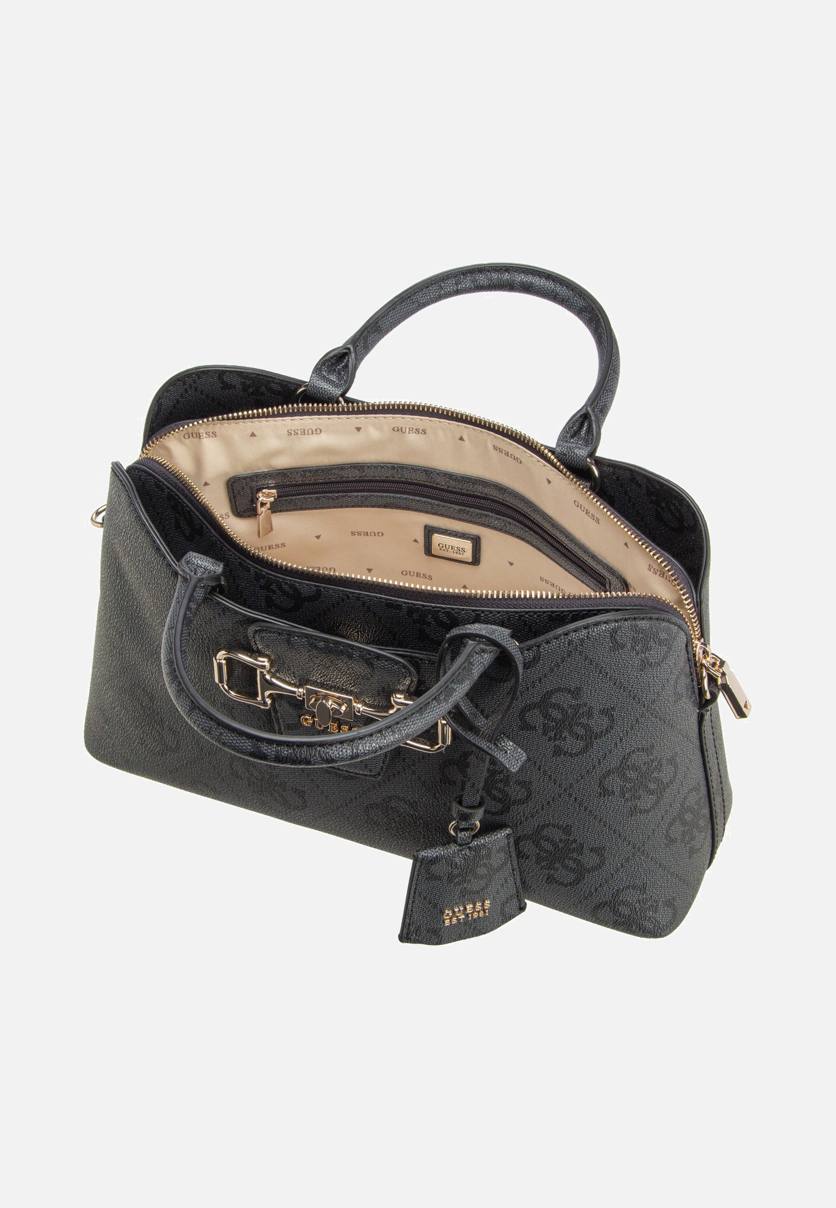 Guess Janie Logo Girlfriend Satchel Coal Logo Satchel