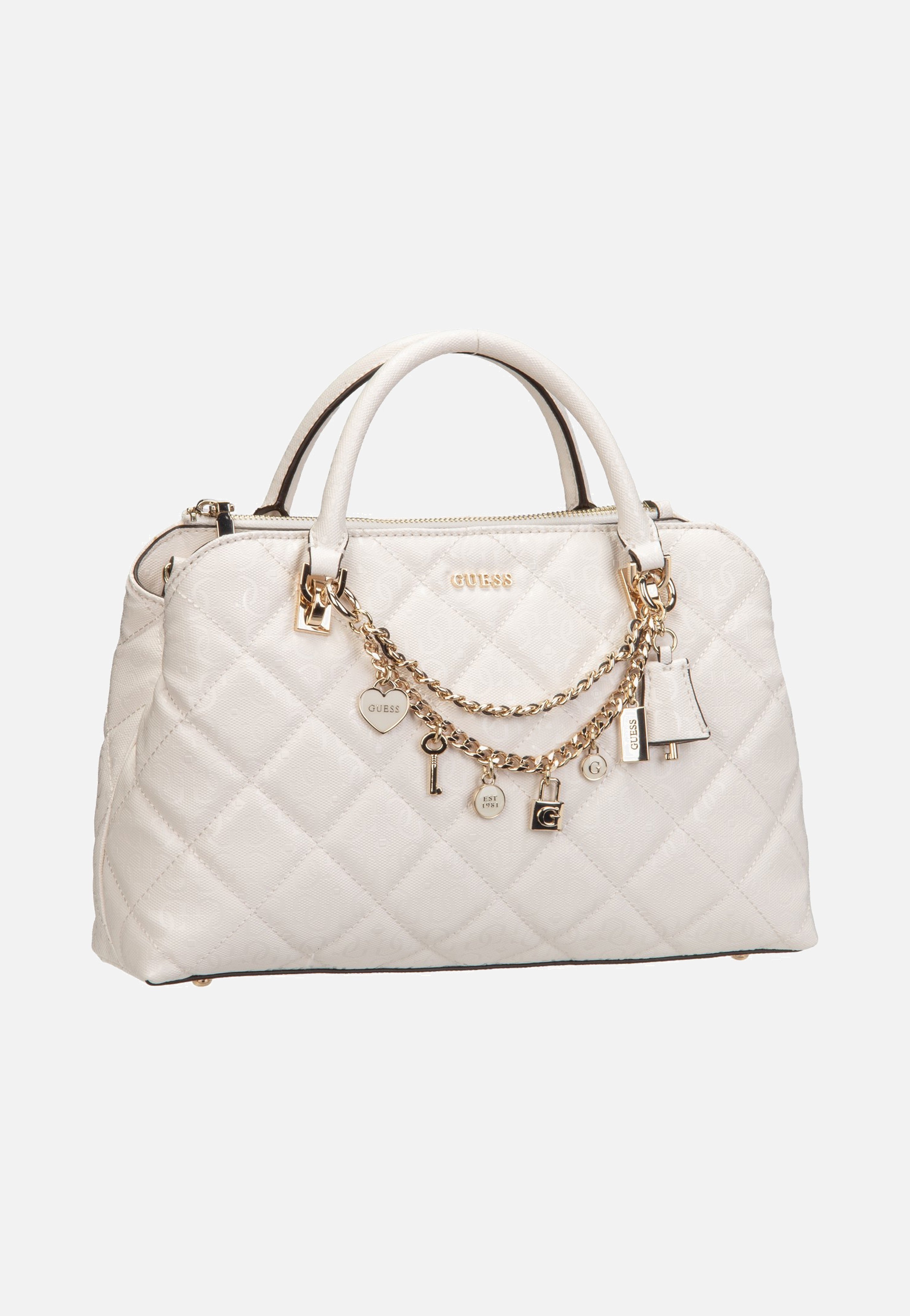 Guess Libby 2 Comp Satchel Off White Satchel