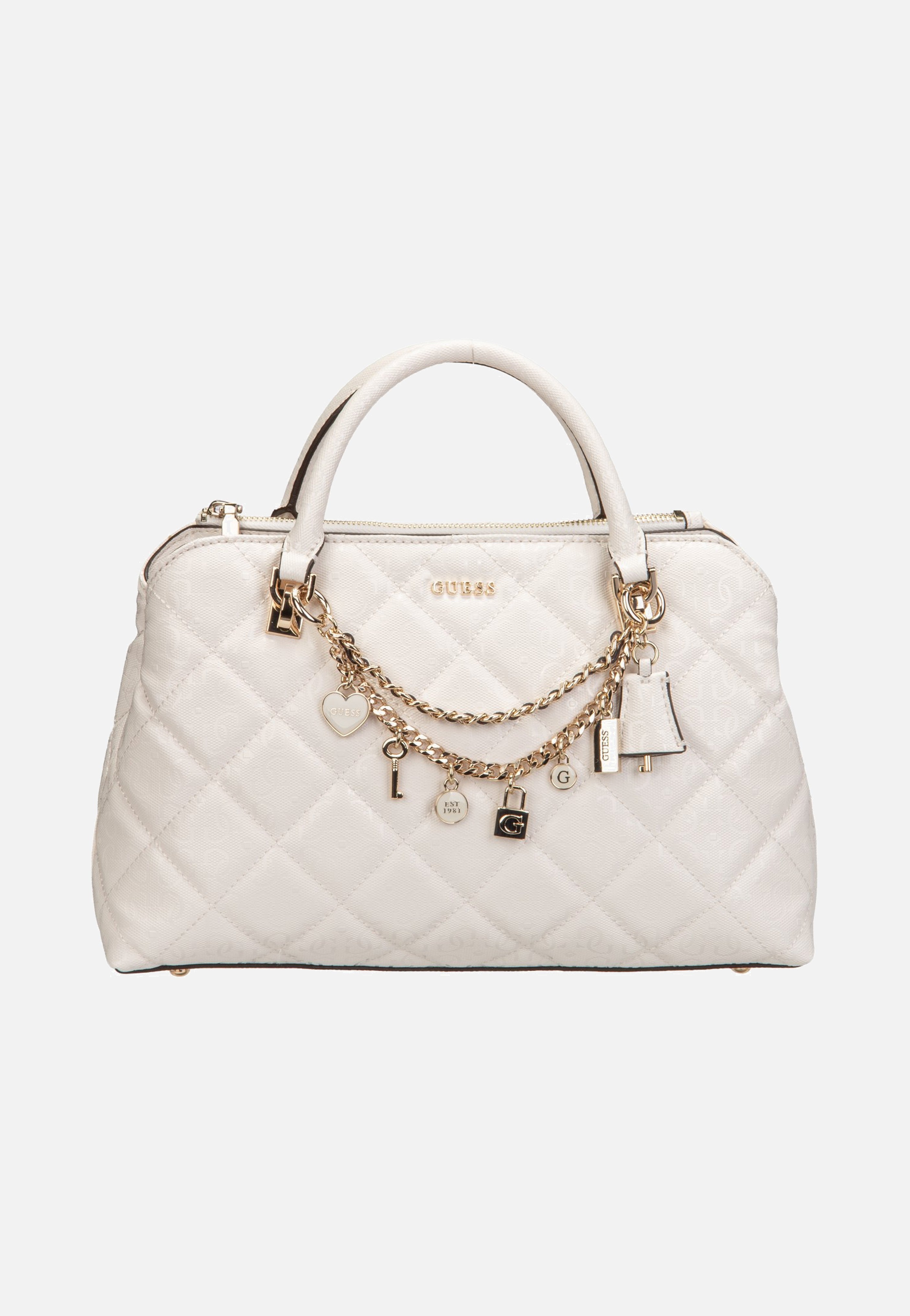 Guess Libby 2 Comp Satchel Off White Satchel