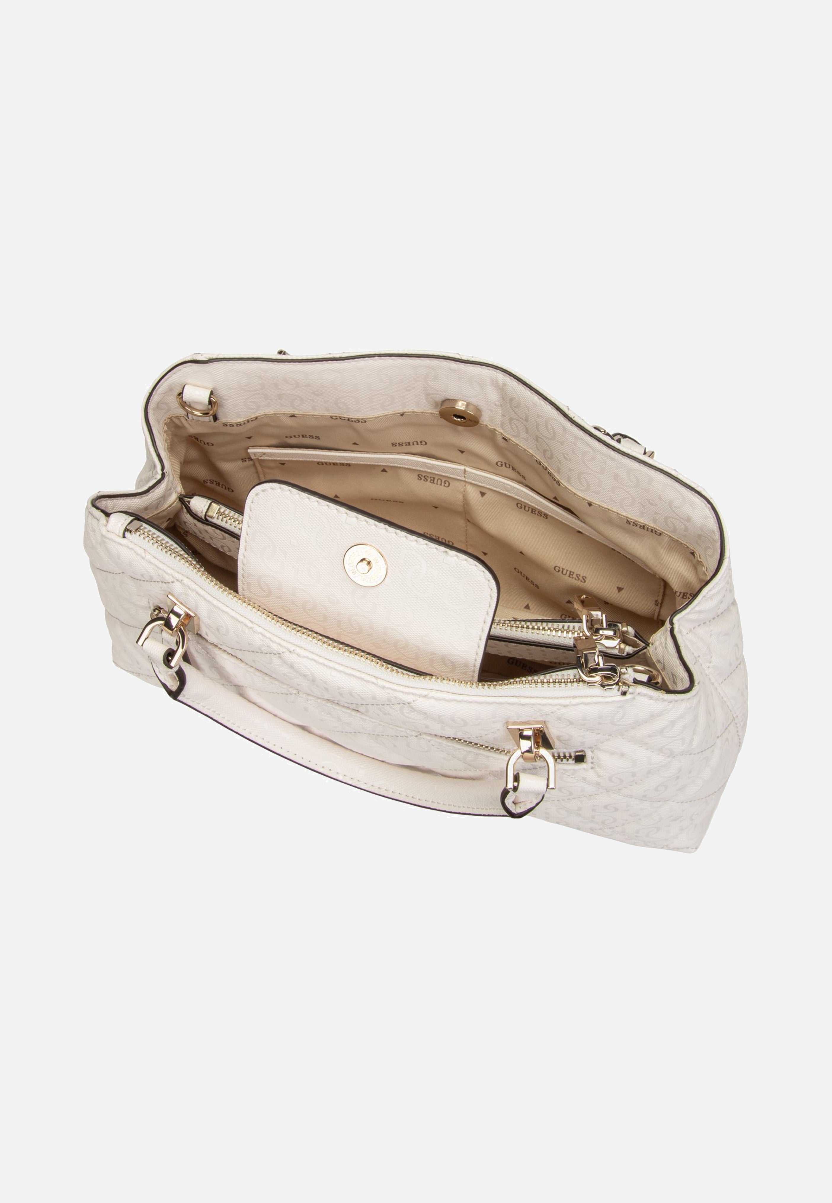 Guess Libby 2 Comp Satchel Off White Satchel