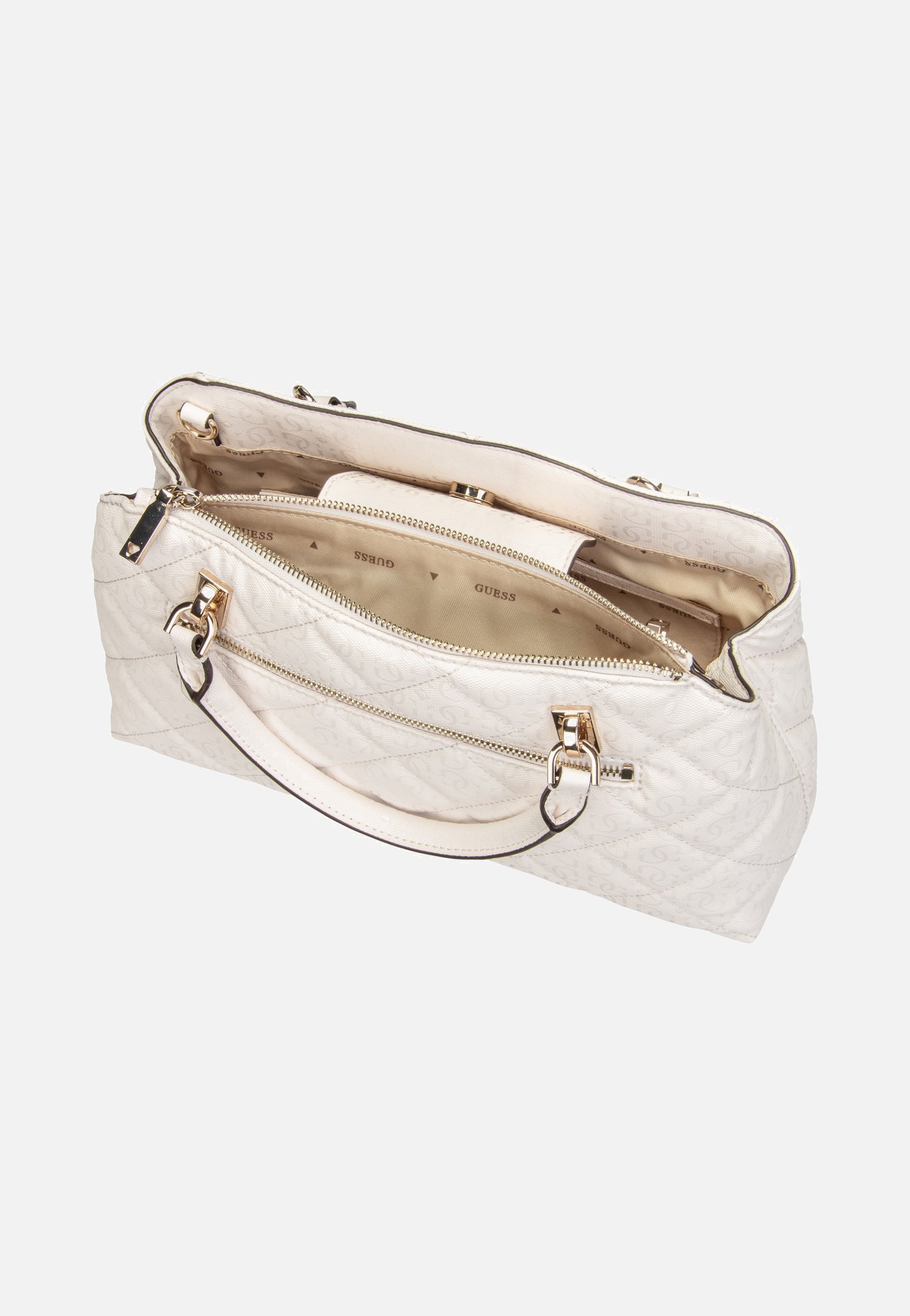 Guess Libby 2 Comp Satchel Off White Satchel