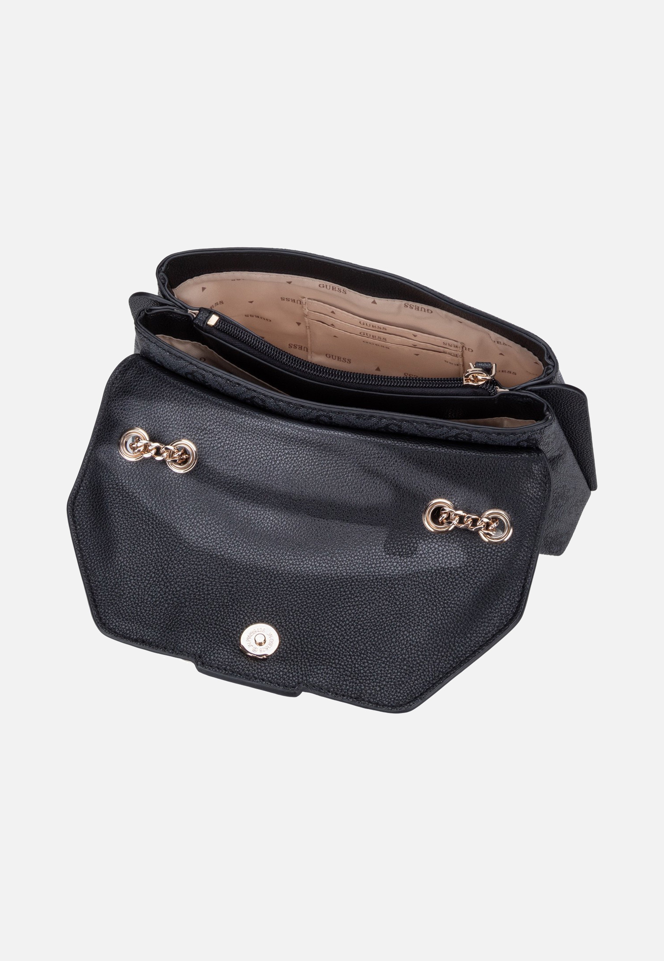 Guess Lindsey Convertible Flap 49210 Coal Logo Crossbody Bag