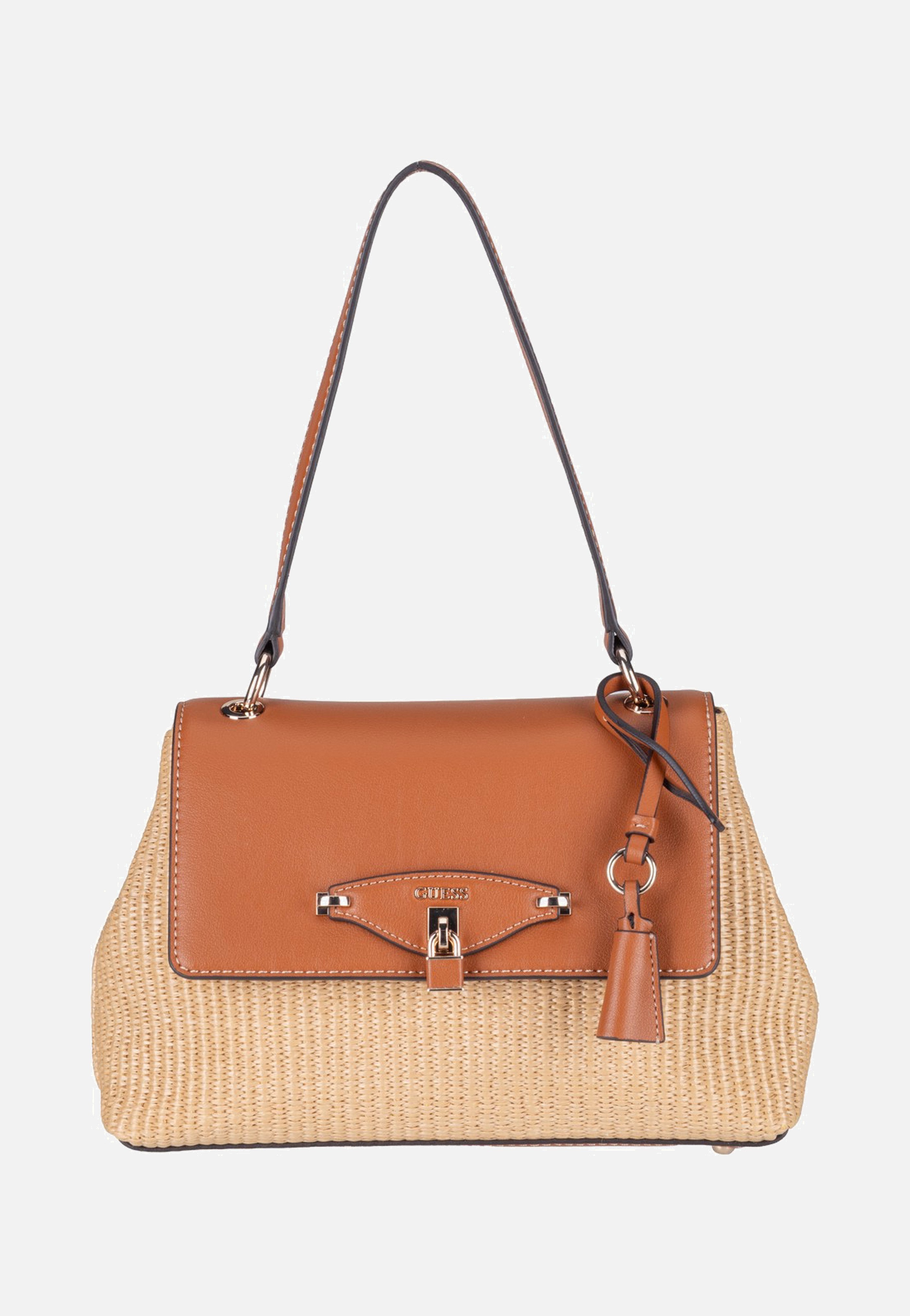 Guess Maggie Straw Flap 53190 Natural/Caramel Shoulder Bag