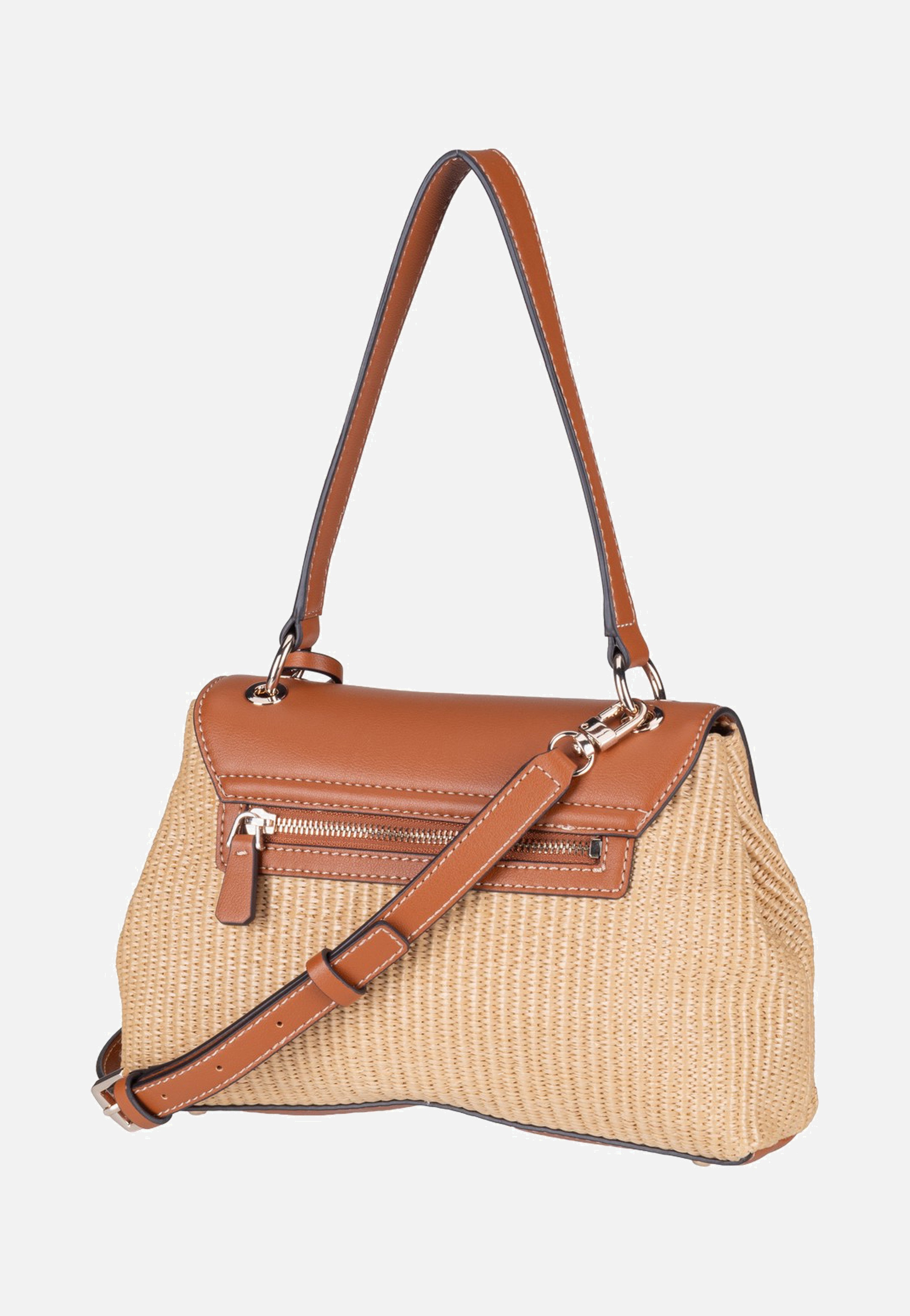 Guess Maggie Straw Flap 53190 Natural/Caramel Shoulder Bag