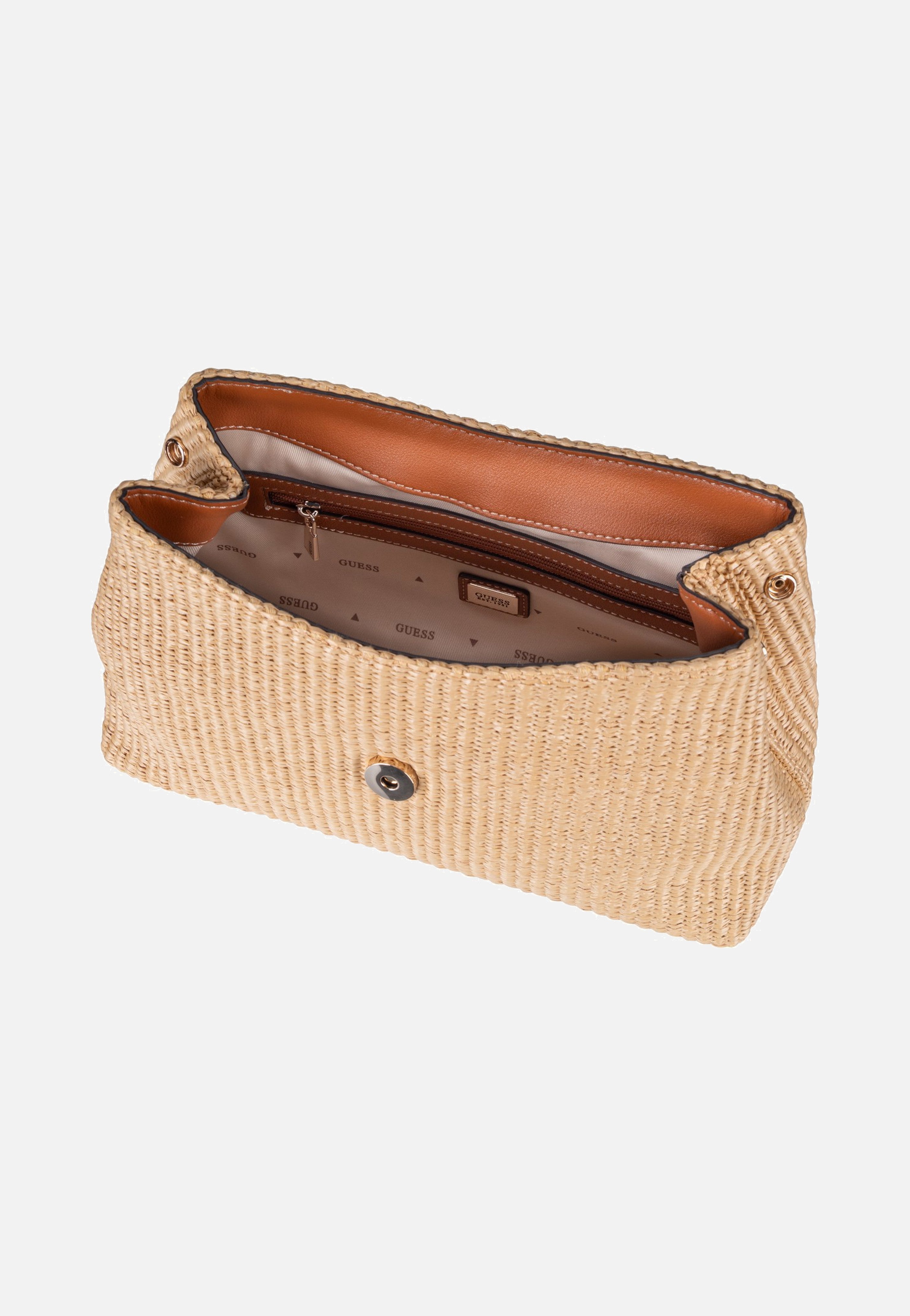 Guess Maggie Straw Flap 53190 Natural/Caramel Shoulder Bag