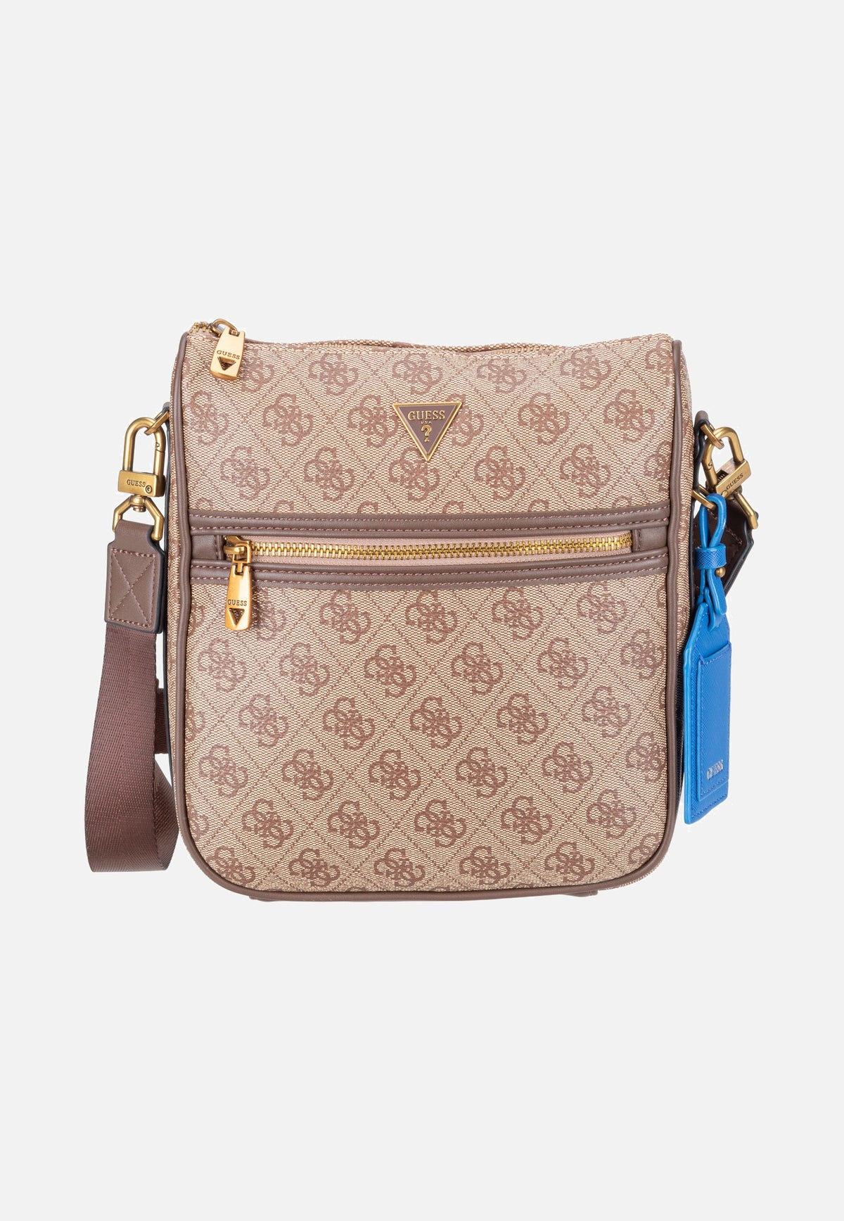 Guess Milano Vertical Crossbody 2 Beige/Brown Sac à bandoulière
