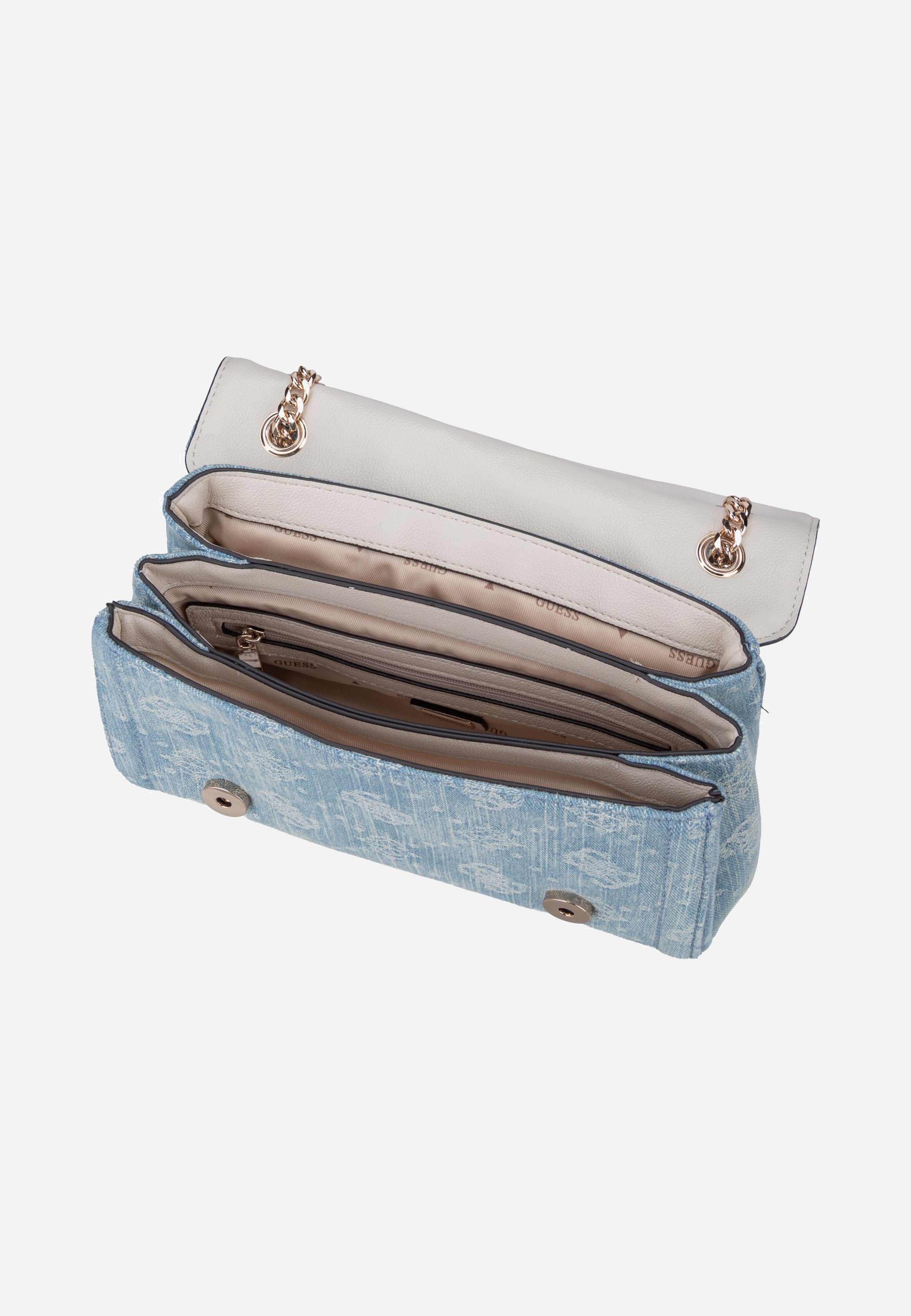 Guess Noelle II Convertible Flap 72210 Denim Logo Crossbody Bag