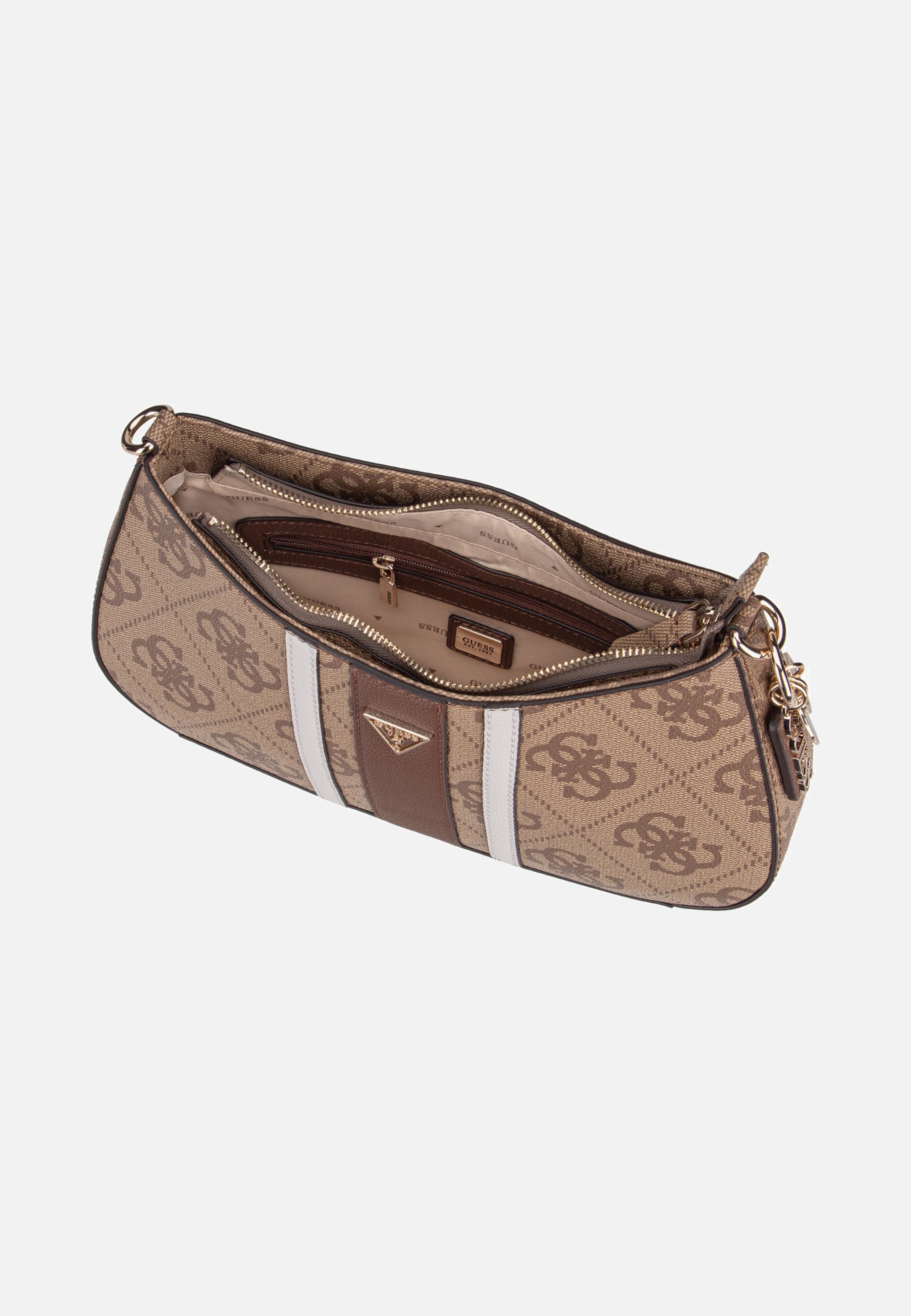Guess Noelle II Top Zip SHB 72180 Latte Logo/Brown Shoulder Bag