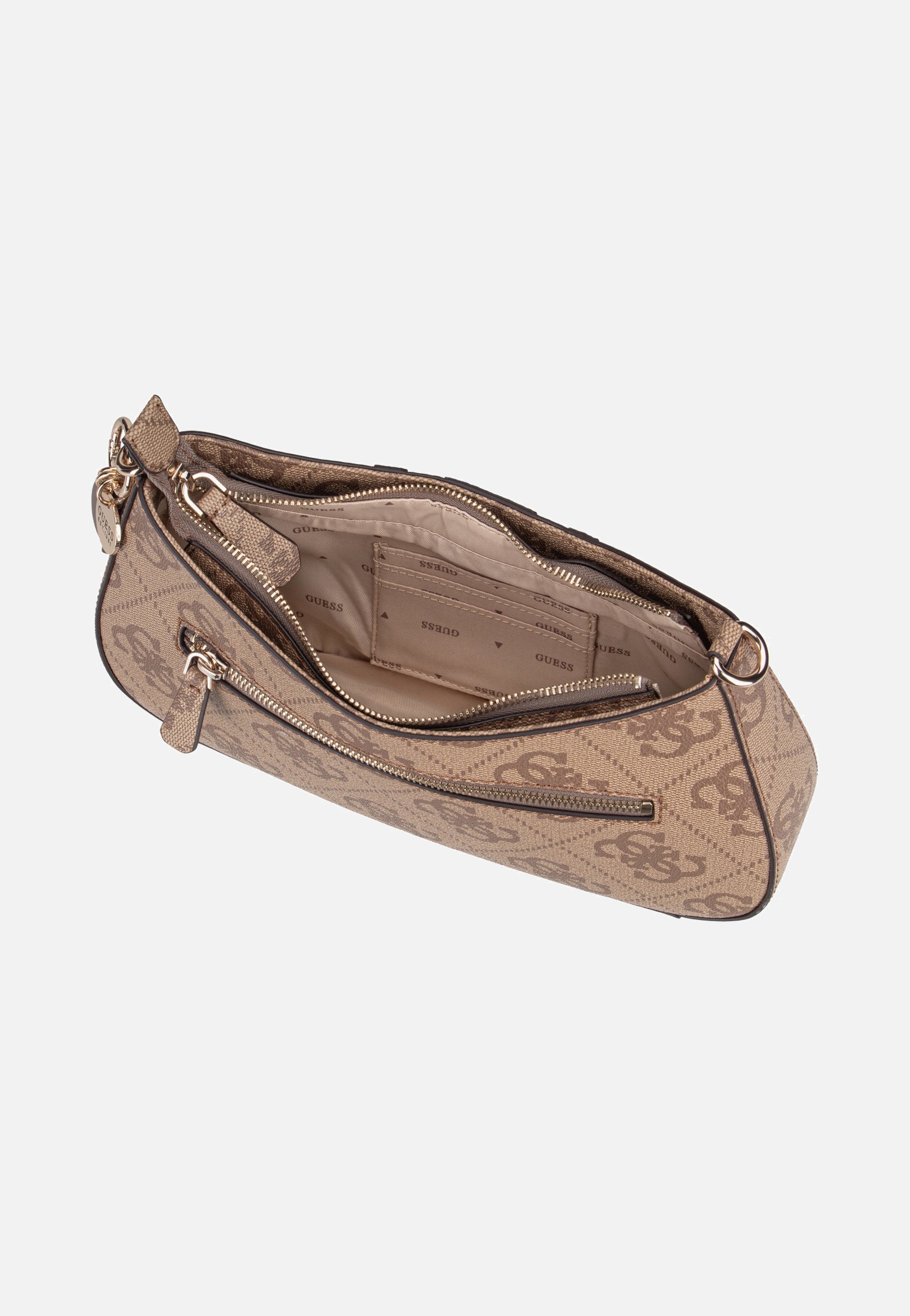 Guess Noelle II Top Zip SHB 72180 Latte Logo/Brown Shoulder Bag