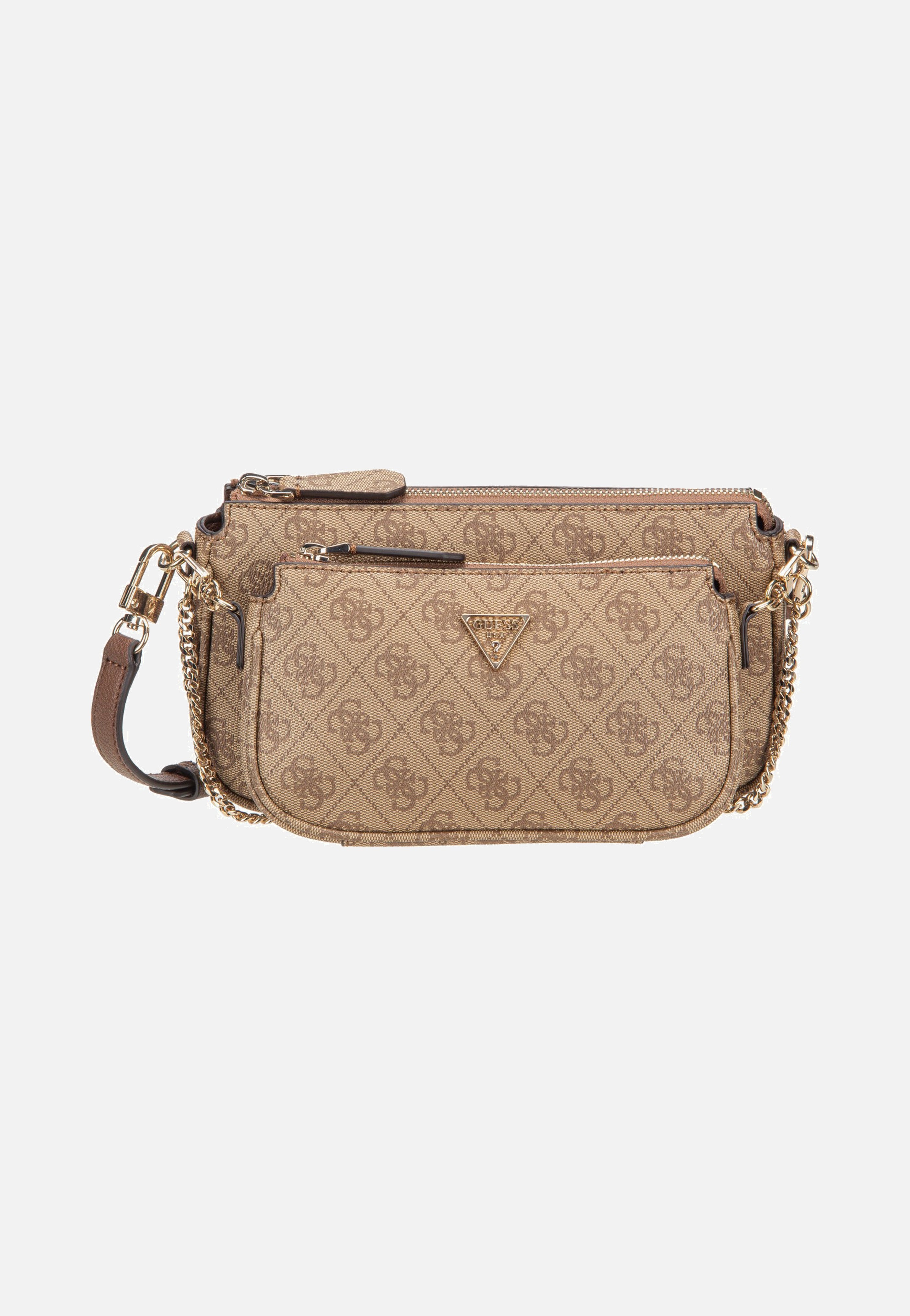 Guess Noelle II Double Pouch CB 72710 Logo Latte/Brown Crossbody Bag