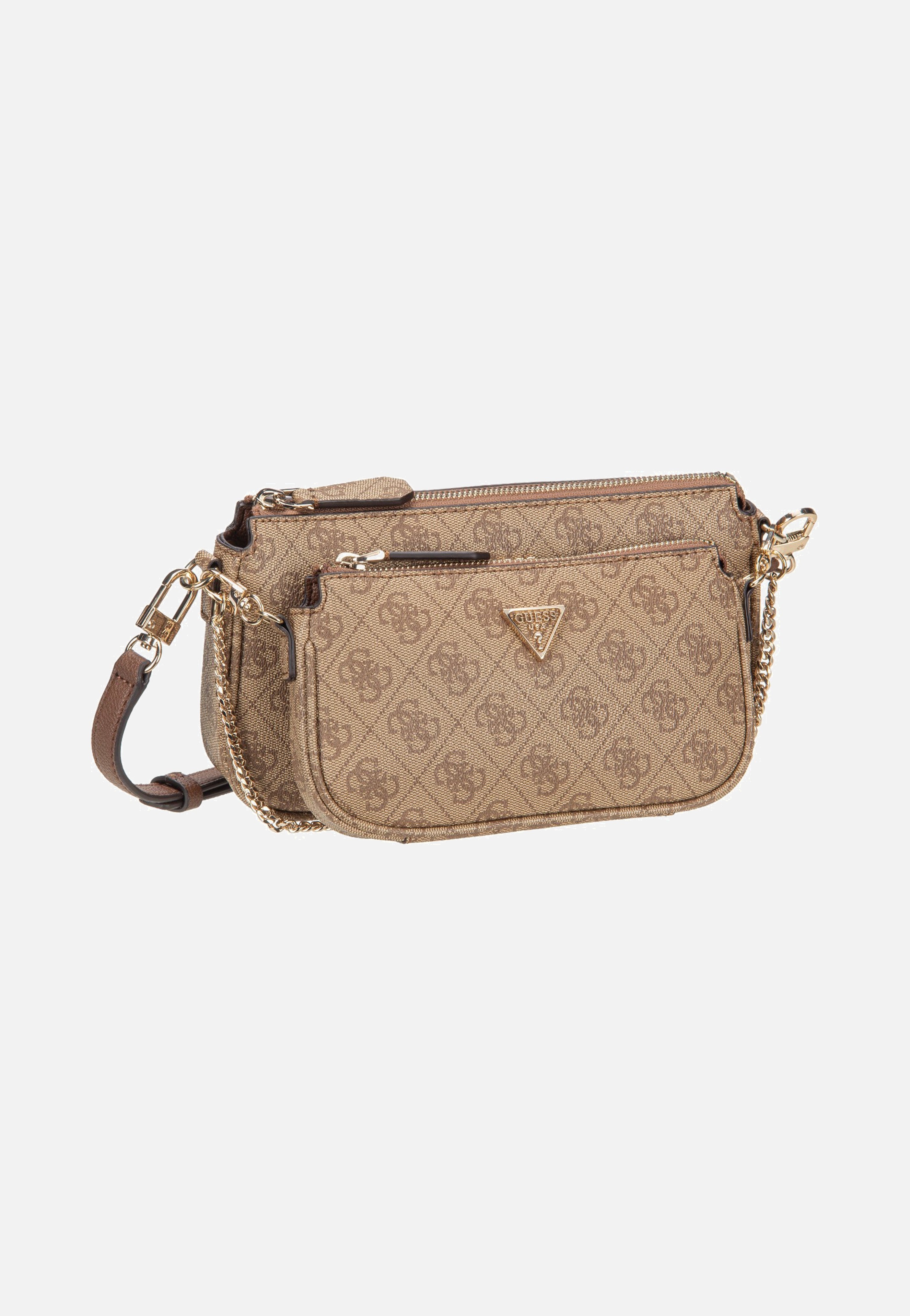 Guess Noelle II Double Pouch CB 72710 Logo Latte/Brown Crossbody Bag