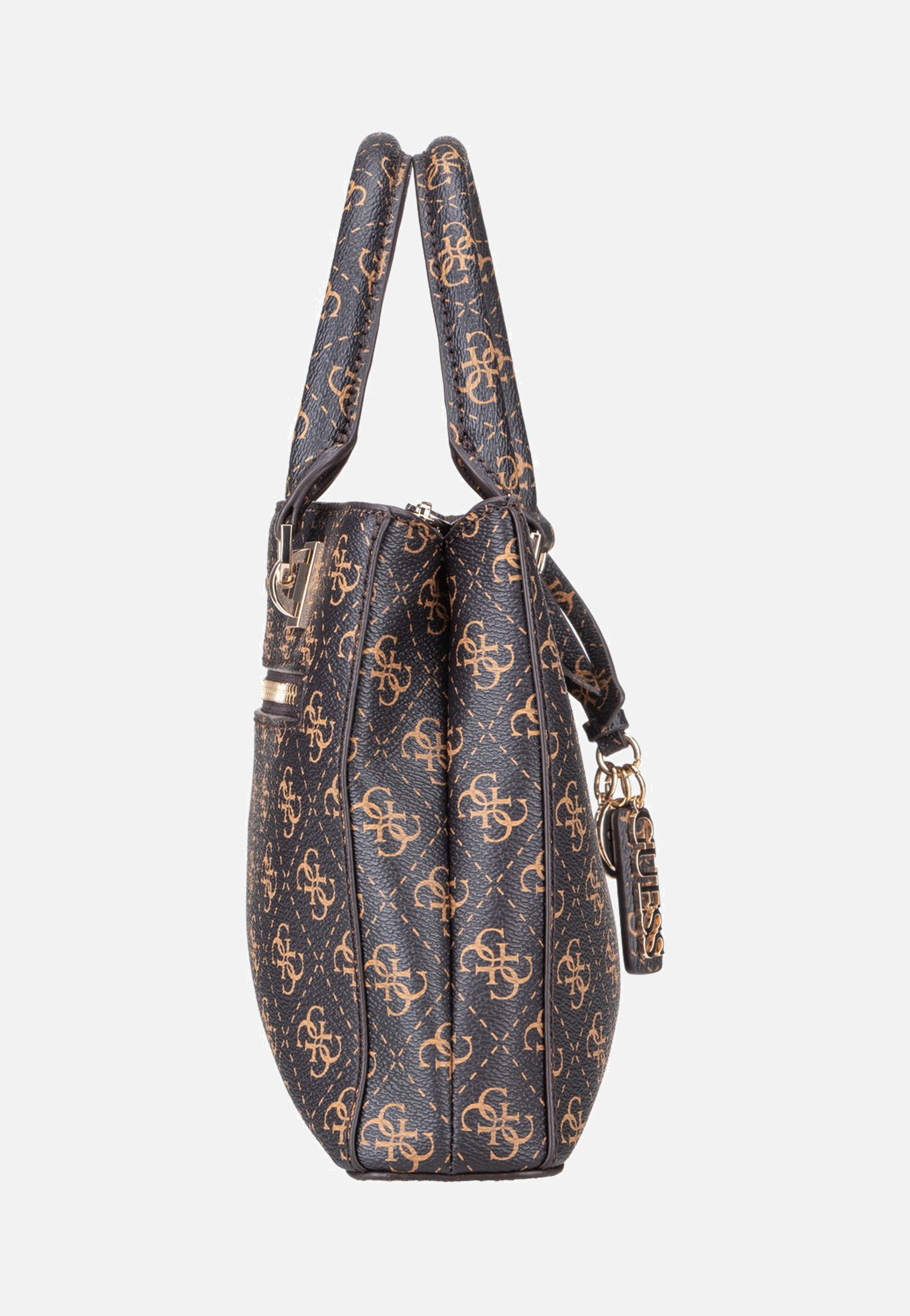 Guess Noelle II Sml Multi Comp Stchl Brown Logo Satchel