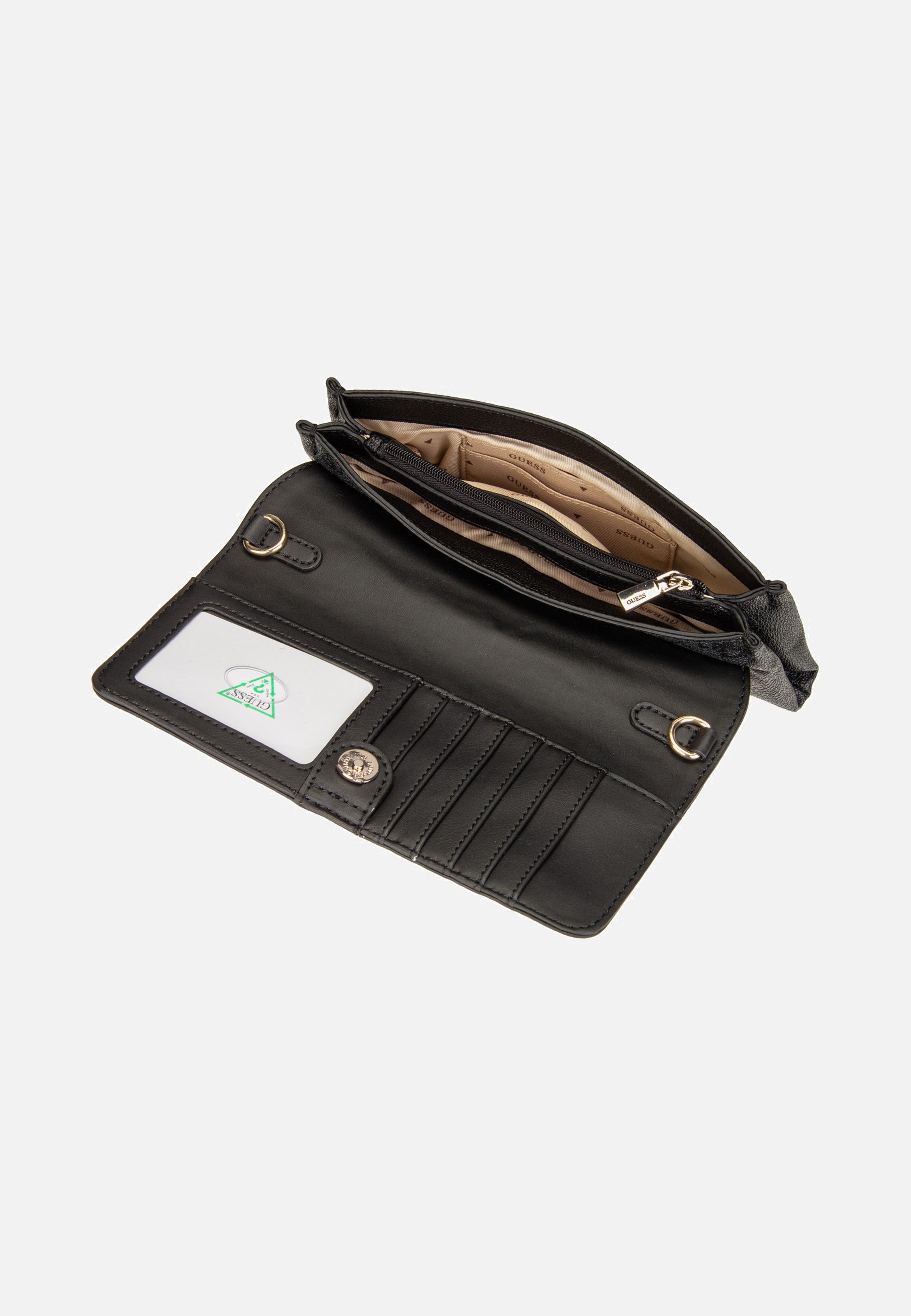 Guess Noelle II Xbody Flap Organizer Coal Logo Clutch