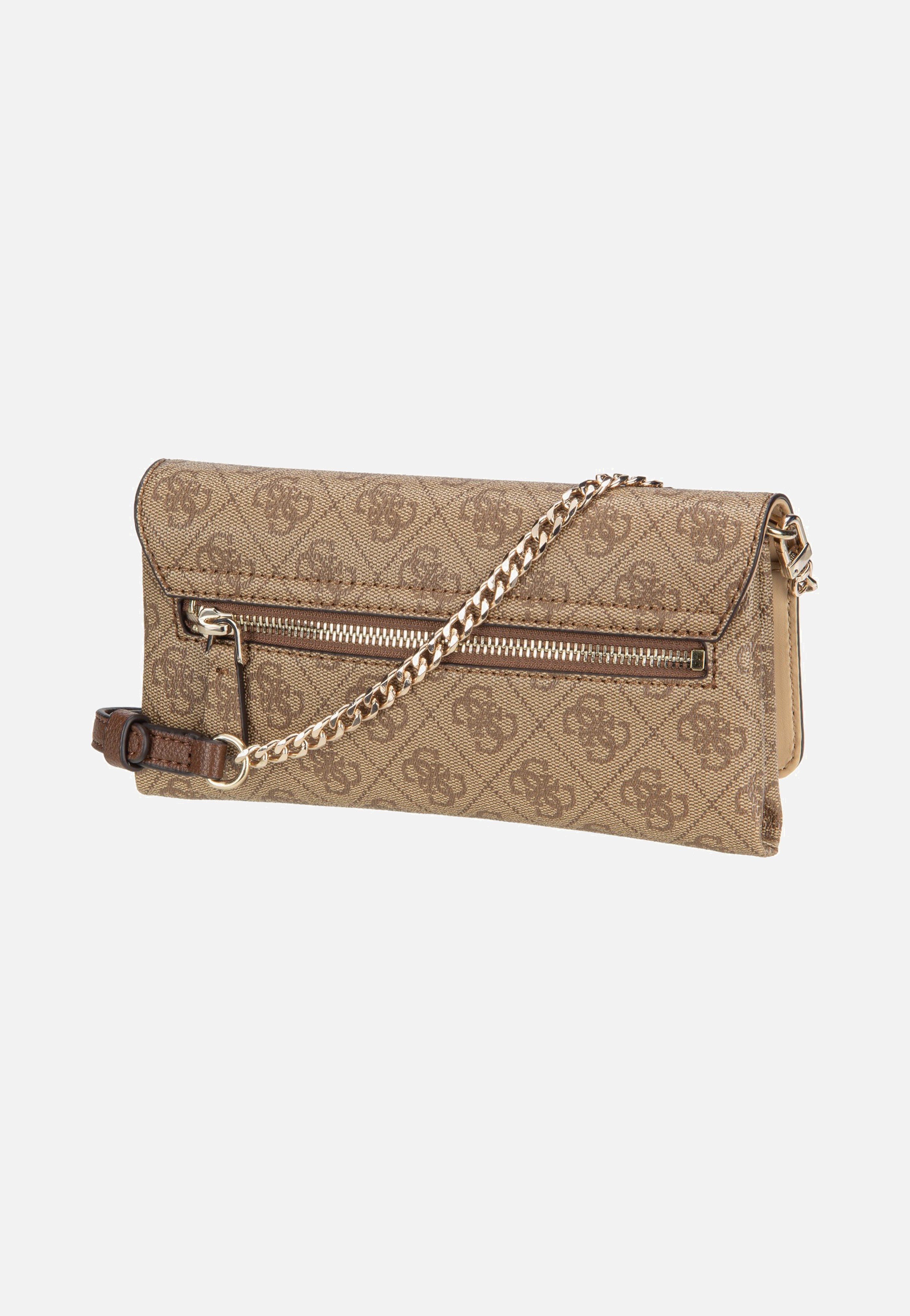 Guess Noelle II Xbody Flap Organizer Latte Logo/Brown Clutch