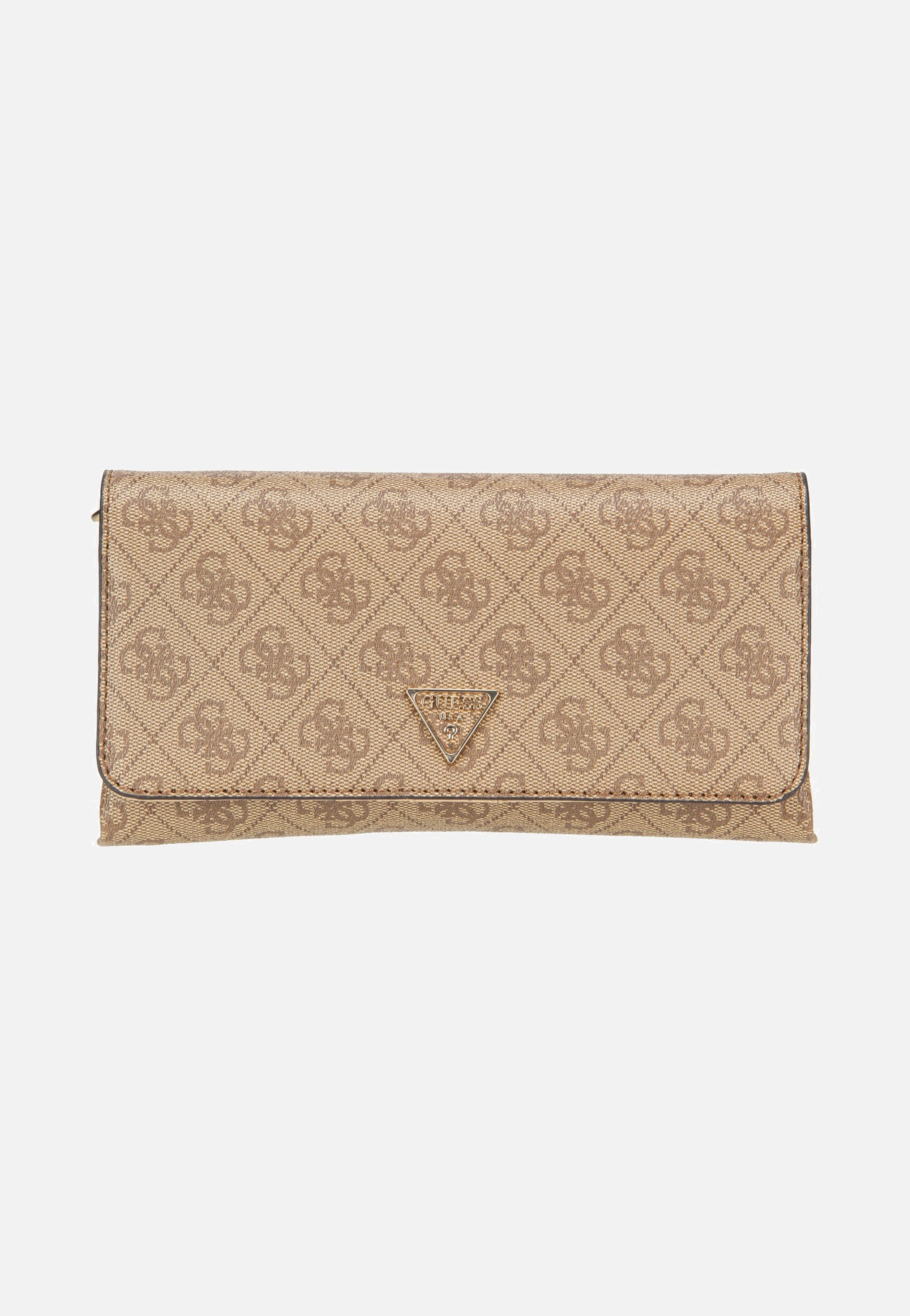 Guess Noelle II Xbody Flap Organizer Latte Logo/Brown Clutch