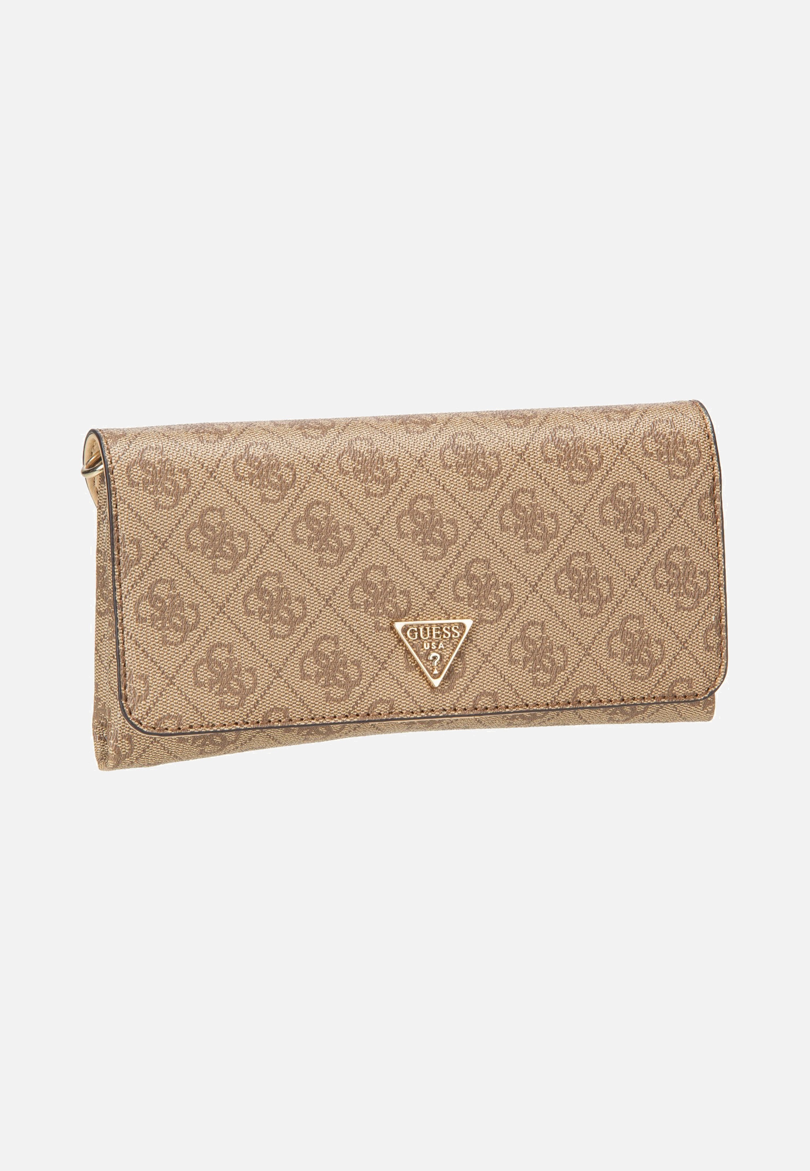 Guess Noelle II Xbody Flap Organizer Latte Logo/Brown Clutch