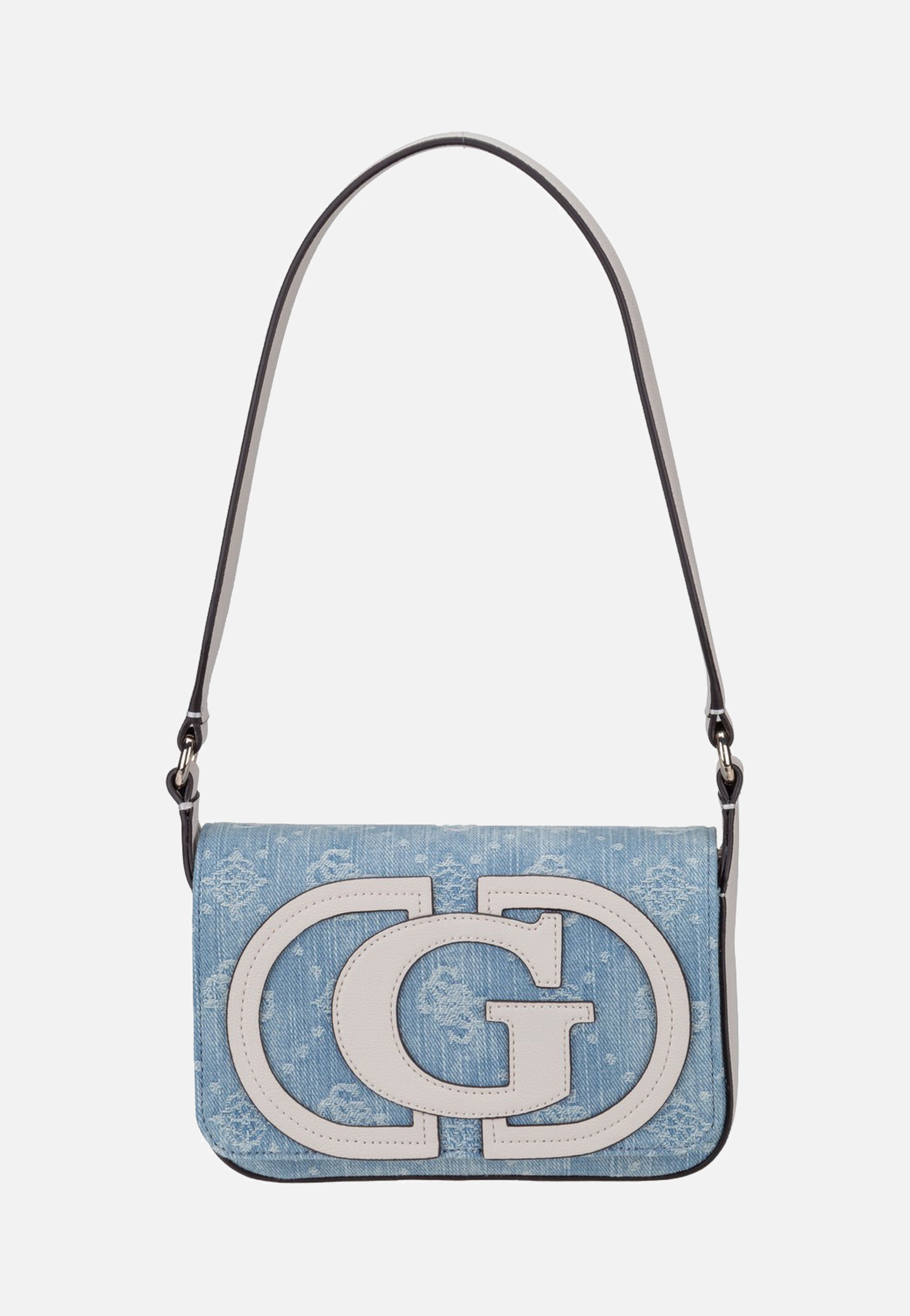 Guess Ruby Flap 40190 Denim Logo Shoulder Bag