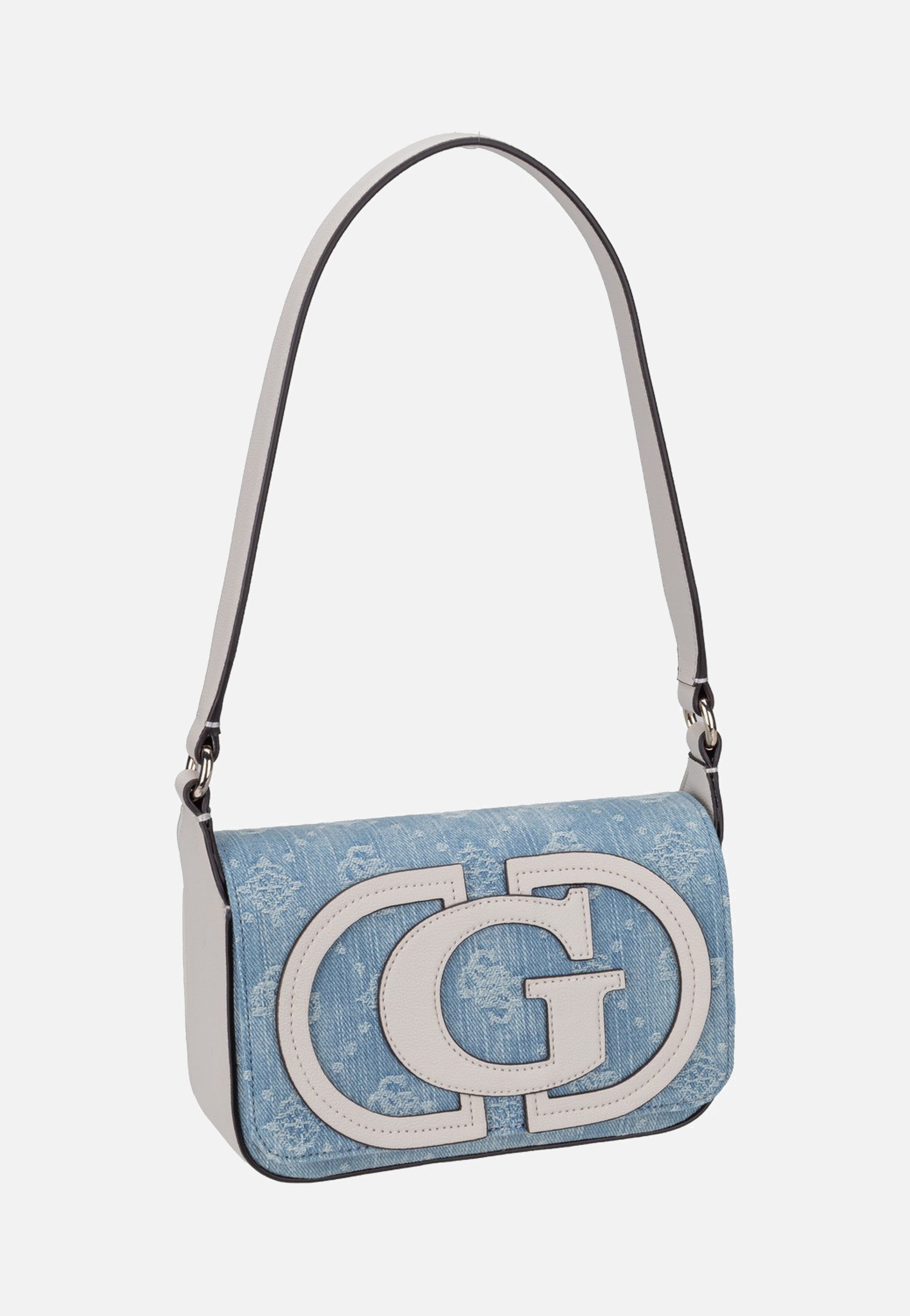 Guess Ruby Flap 40190 Denim Logo Shoulder Bag