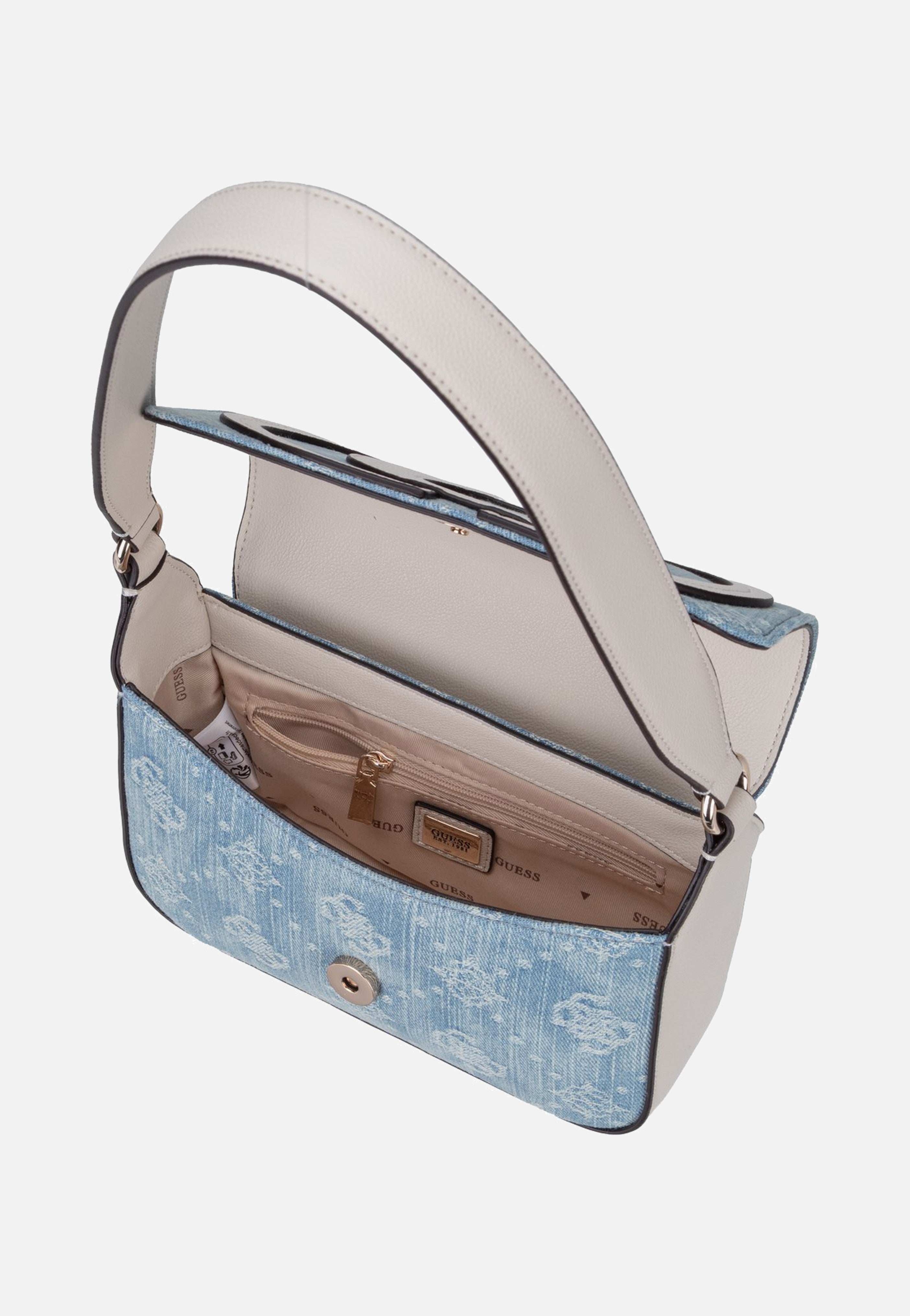 Guess Ruby Flap 40190 Denim Logo Shoulder Bag