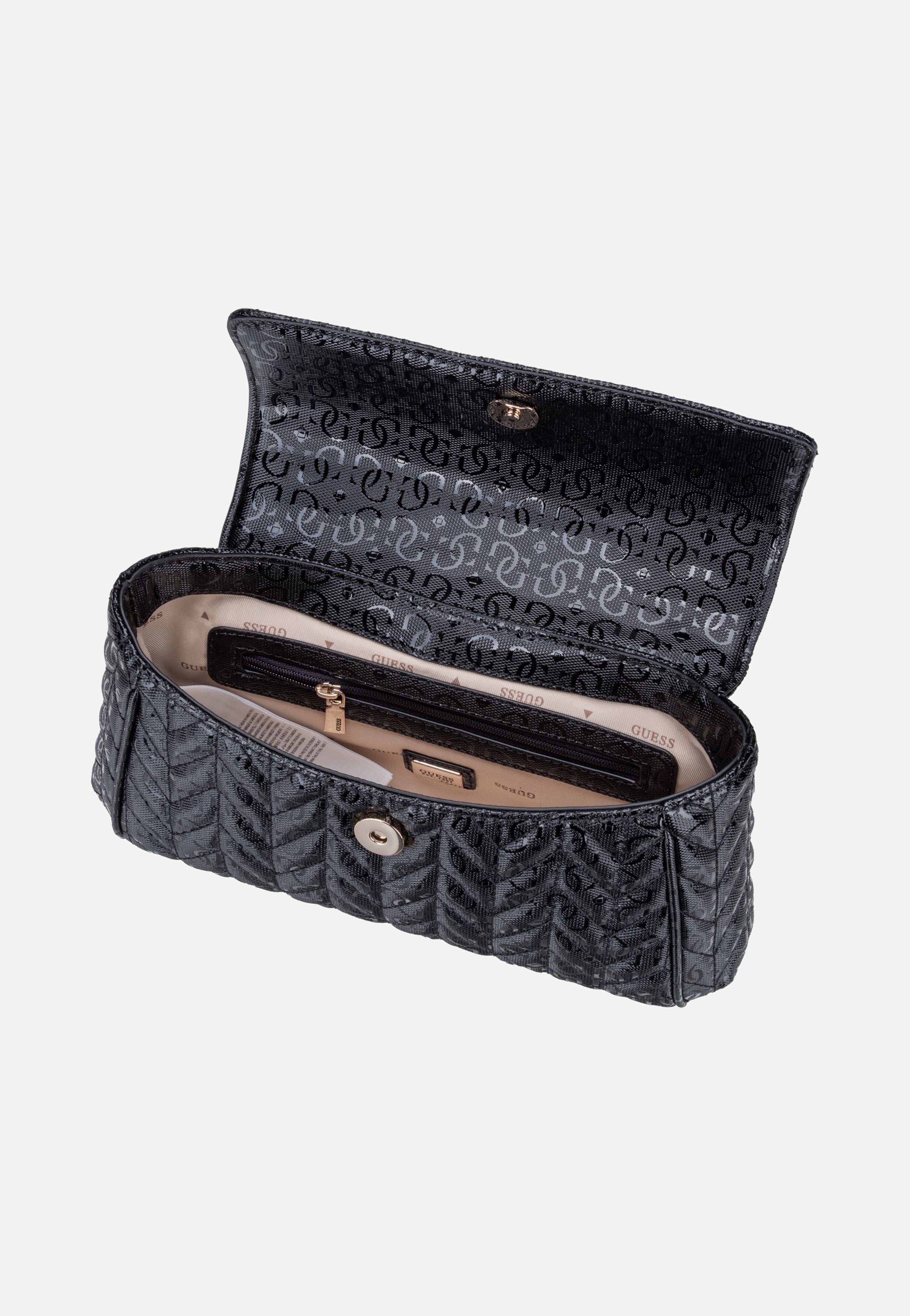 Guess Stacey Convertible Flap 41210 Black Crossbody Bag
