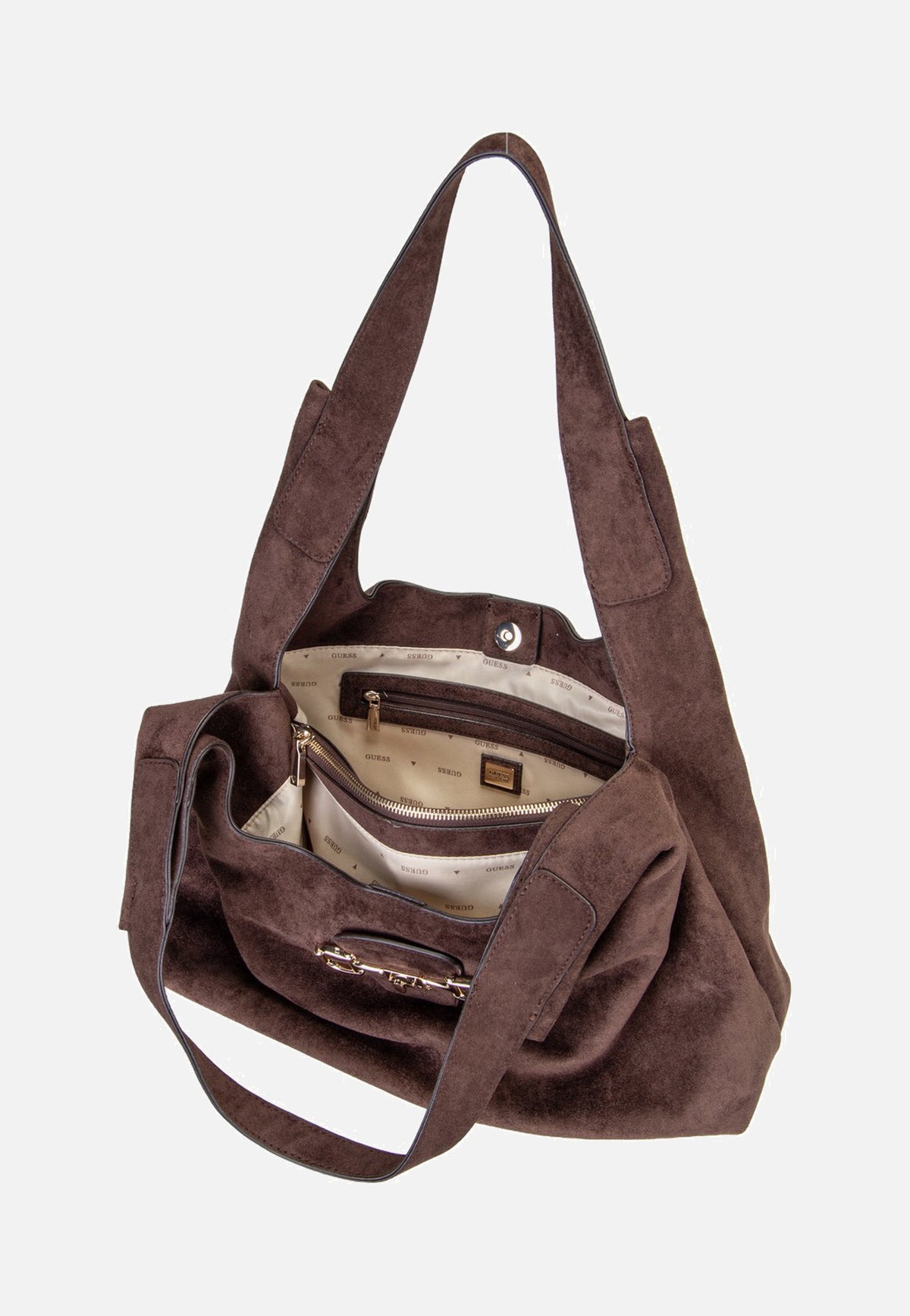 Guess Sunset Suede 14020 Espresso Hobo Bag