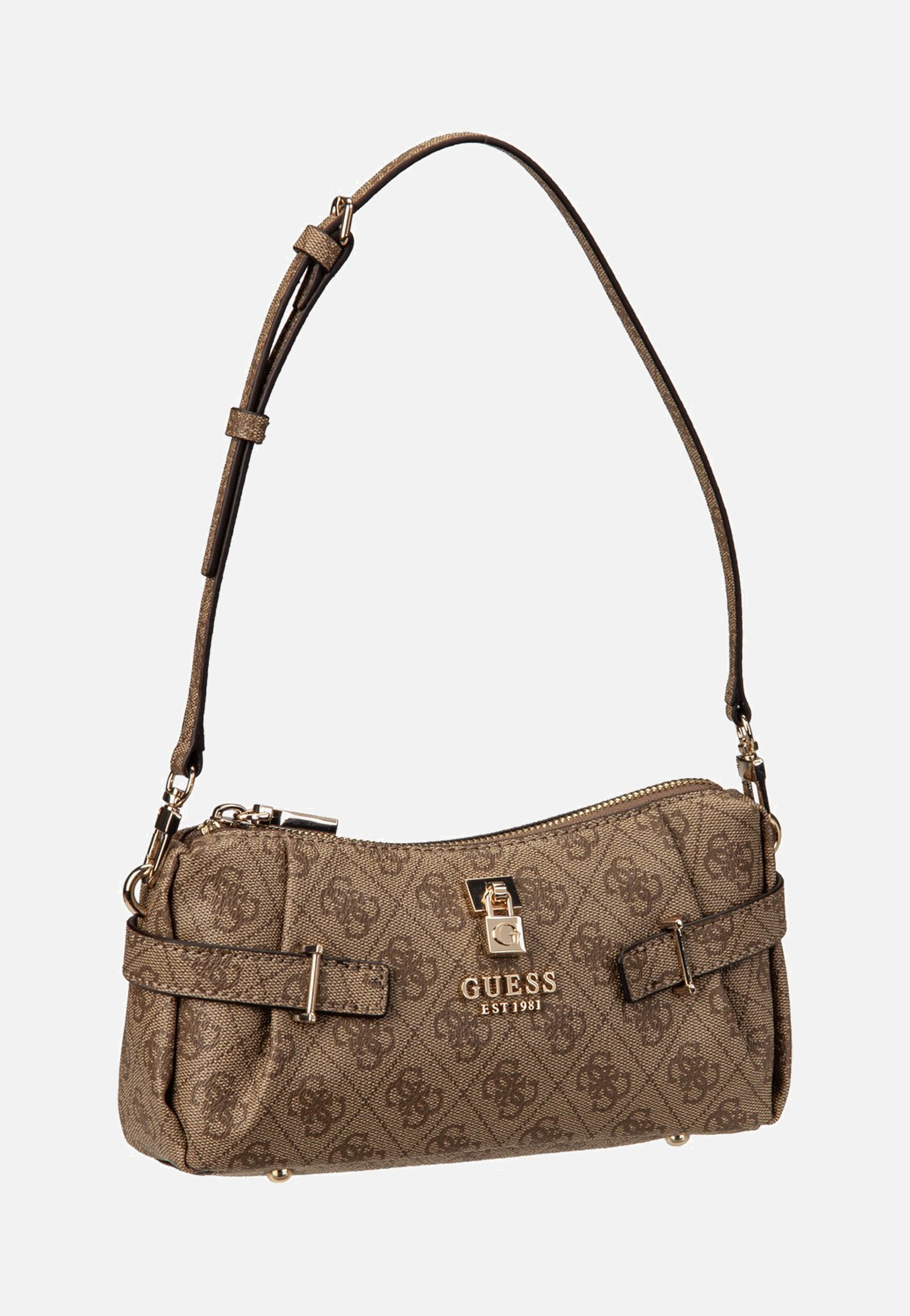 Guess Yesba Mini Top Zip Latte Logo Shoulder Bag