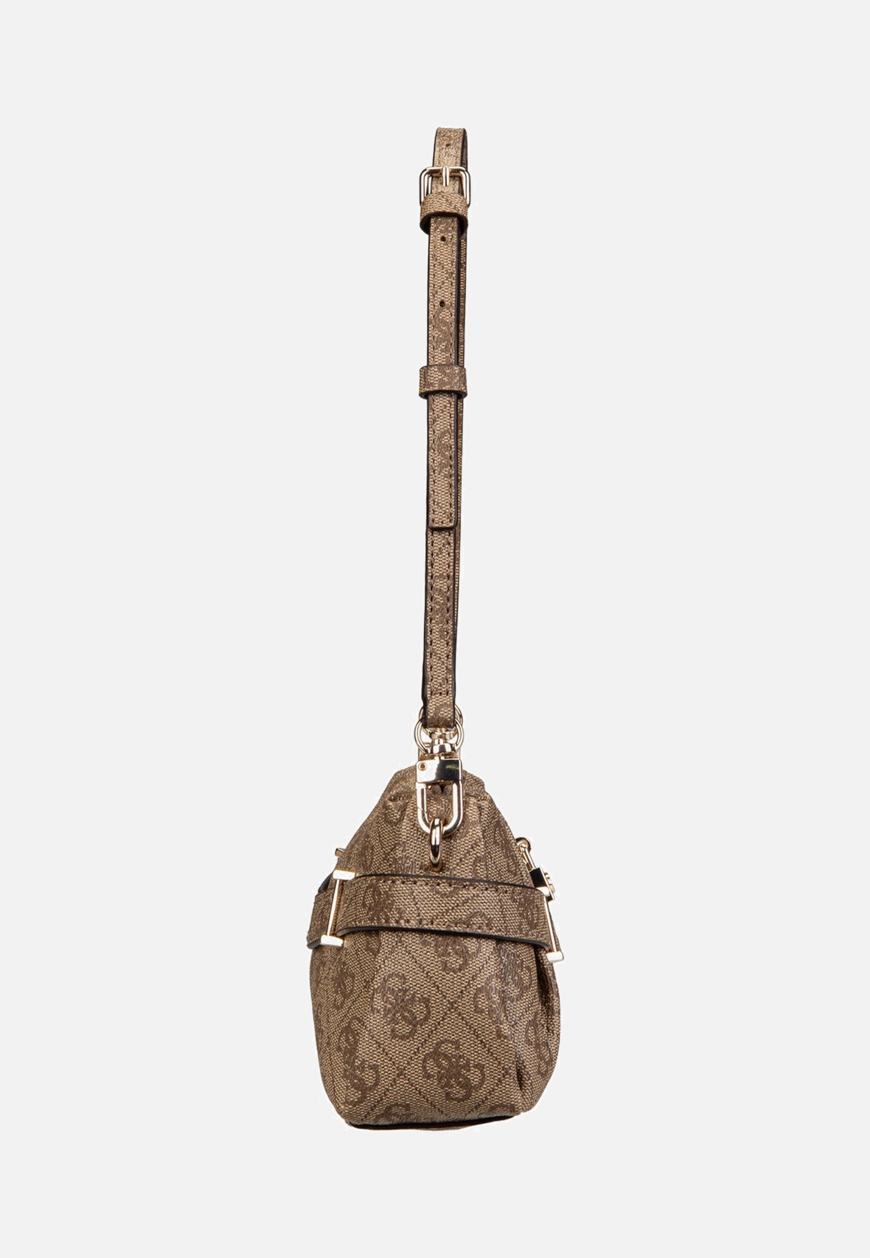Guess Yesba Mini Top Zip Latte Logo Shoulder Bag