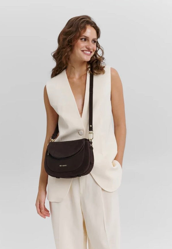 Hey Marly Big Sister Suede Coffee Bolso bandolera