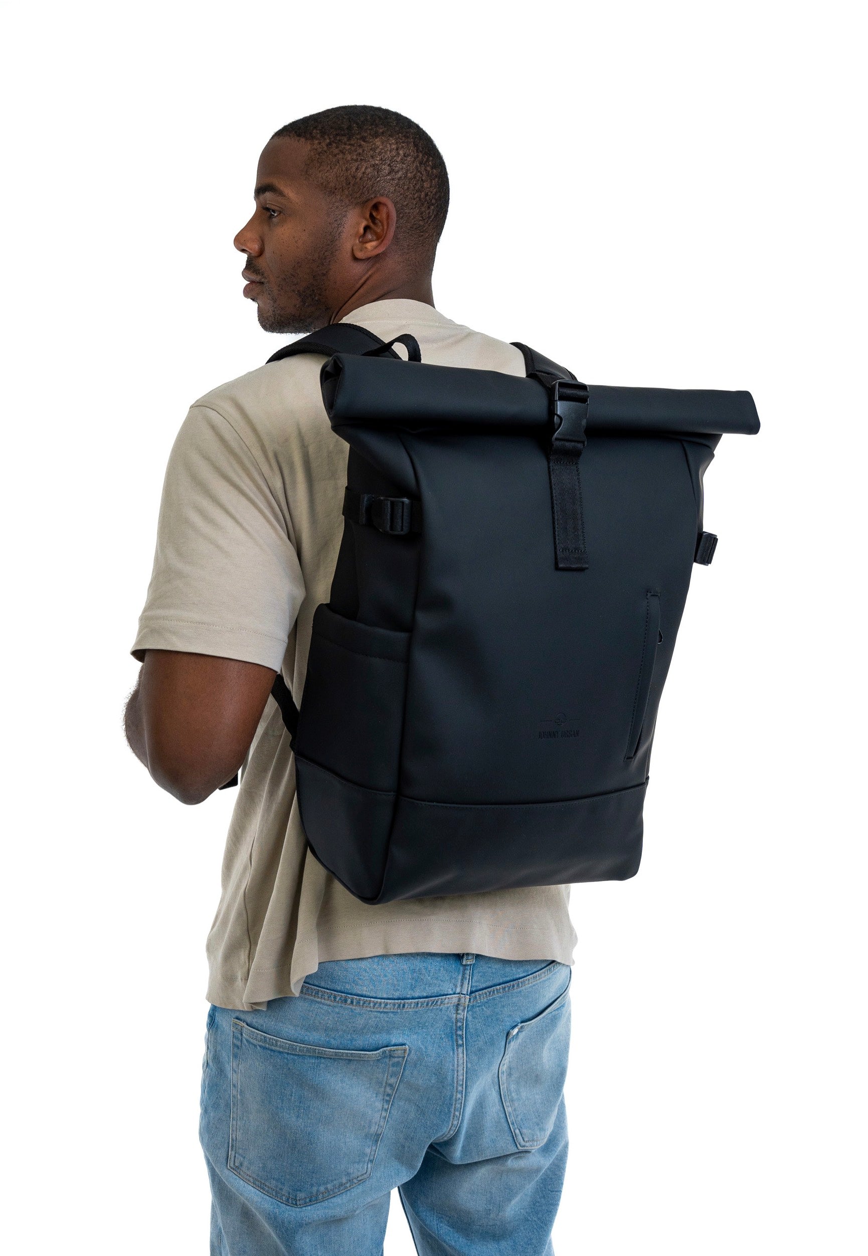 Johnny Urban Harvey Large Black Rolltop Backpack