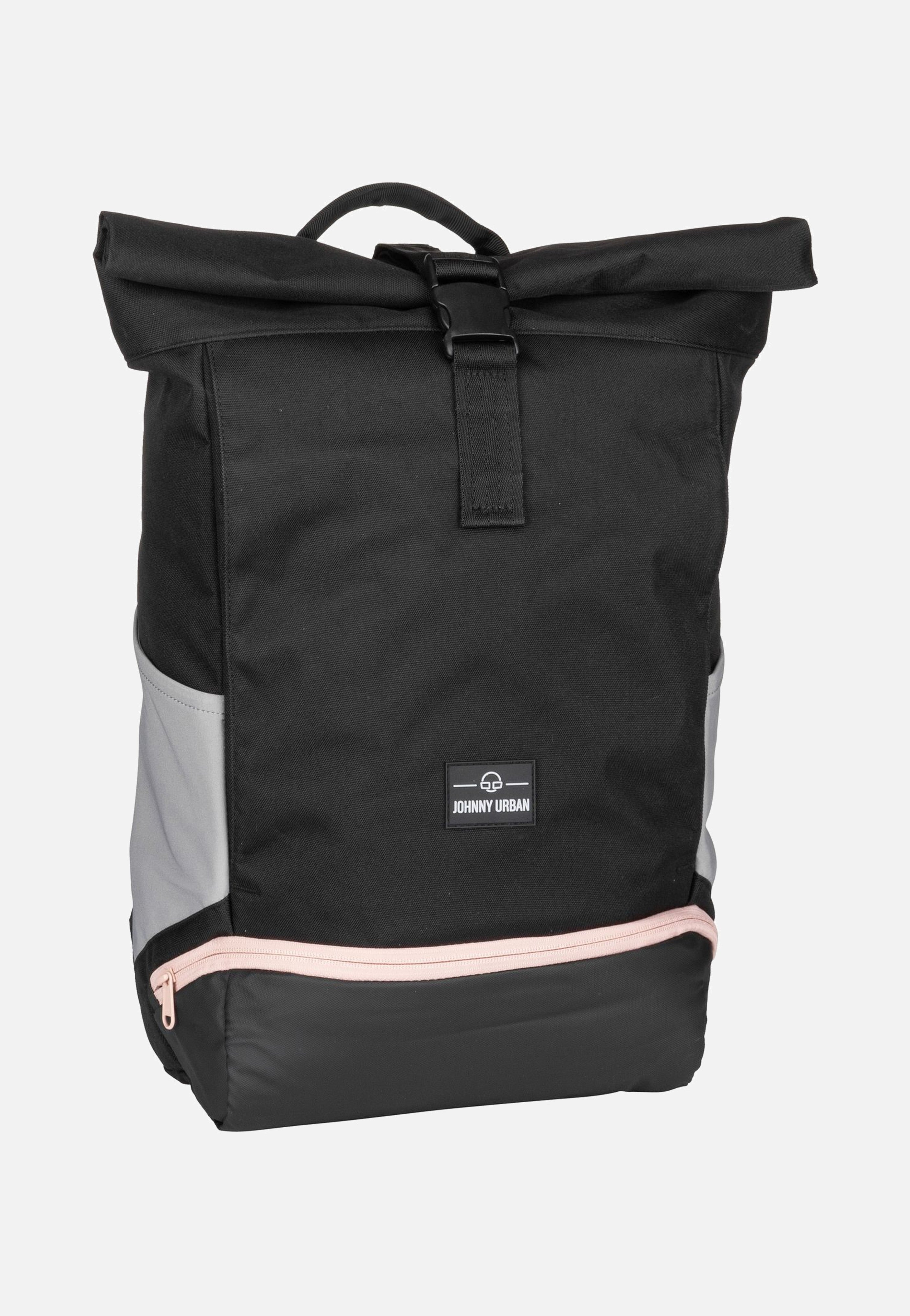 Johnny Urban Allen Medium Schwarz-Rosa Rolltop Backpack
