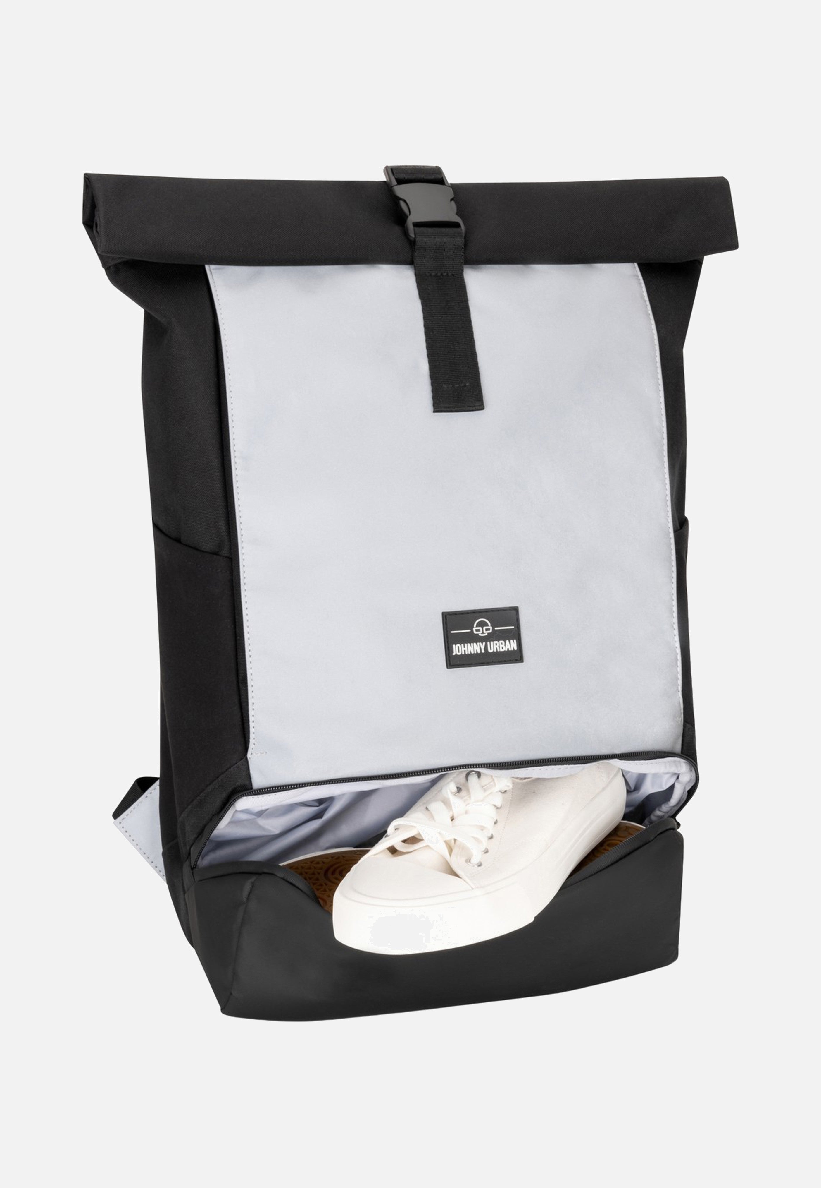 Johnny Urban Allen Large Black Reflective Rolltop Backpack