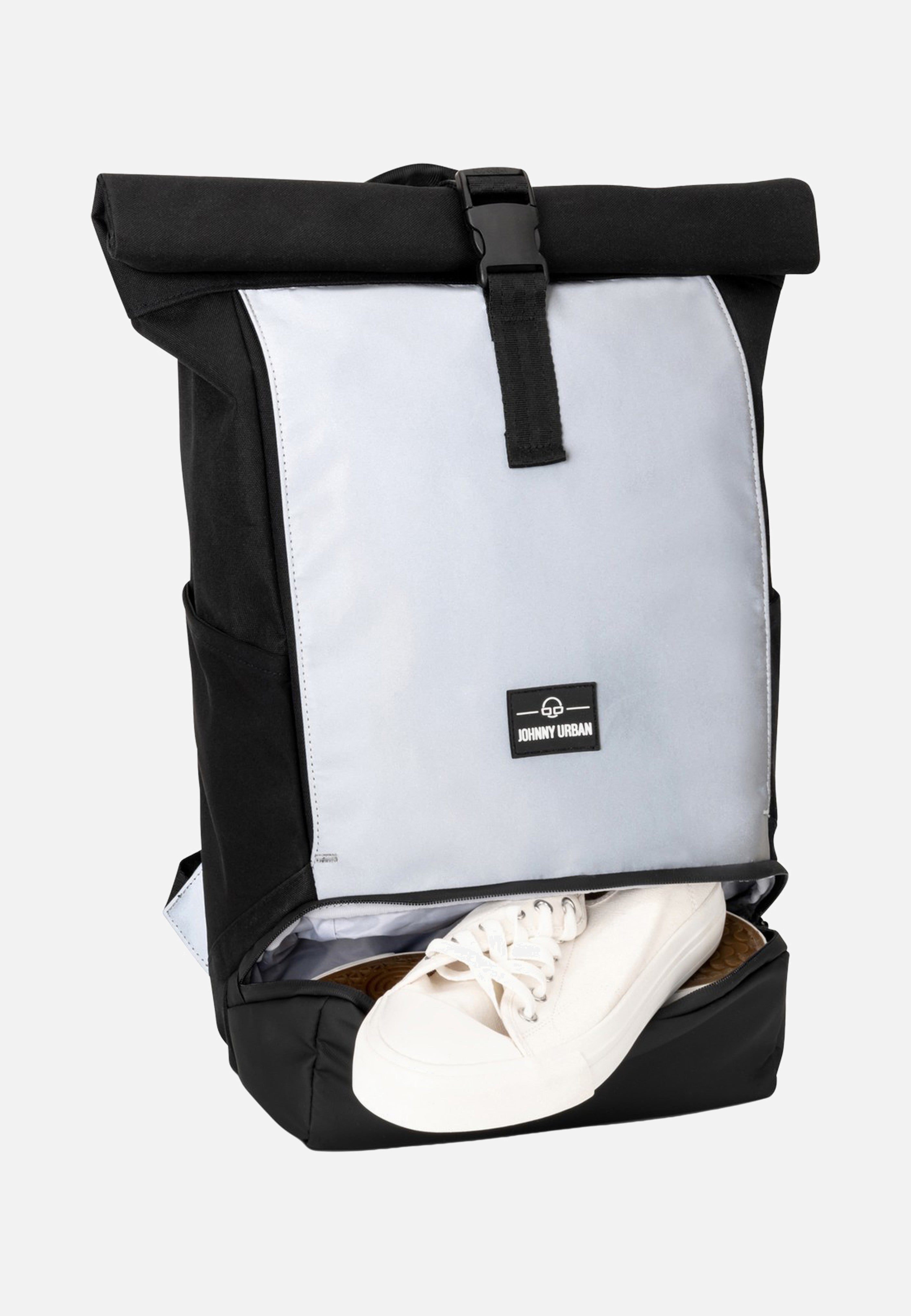 Johnny Urban Allen Medium Black Reflective Rolltop Backpack