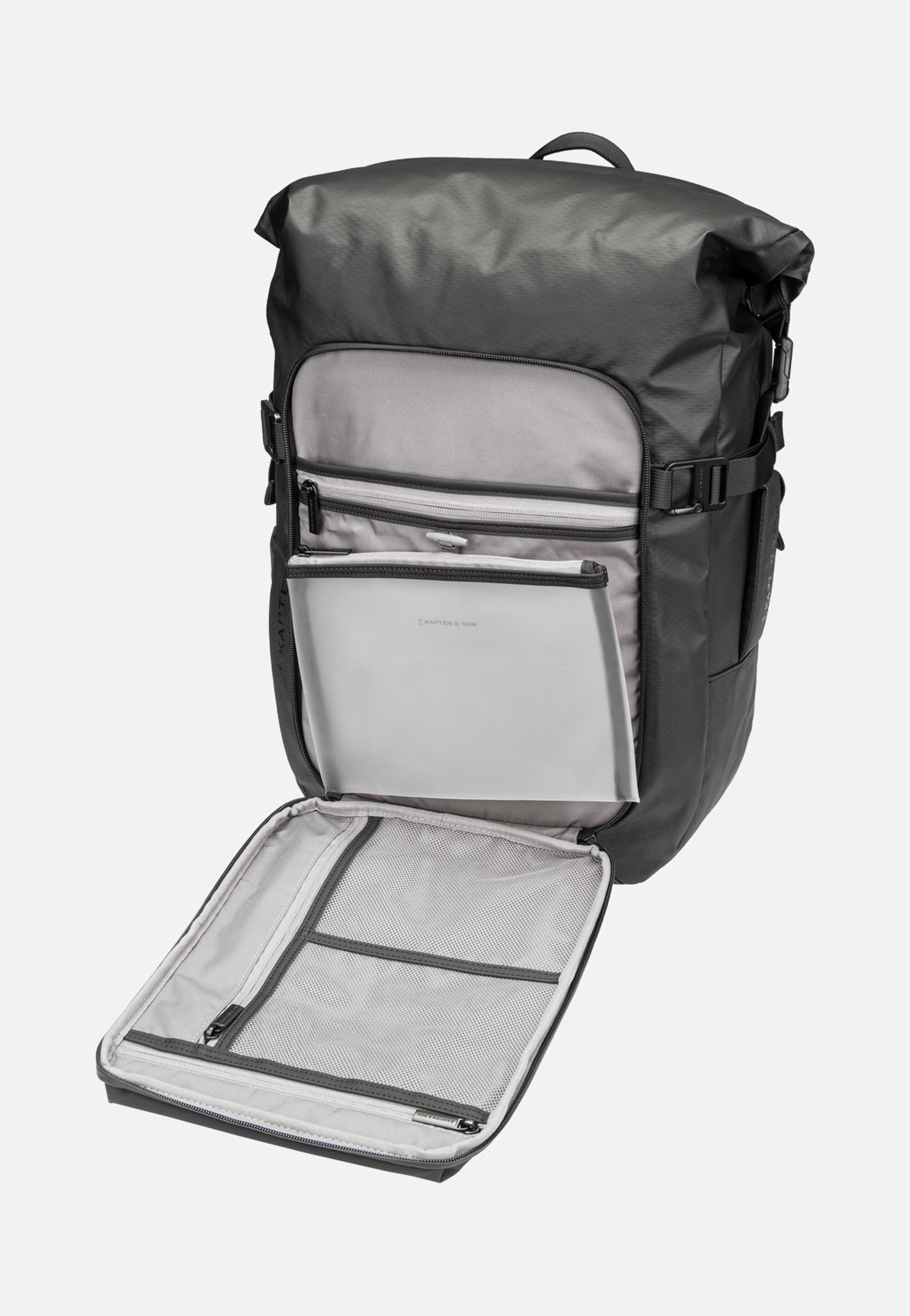 Kapten & Son Lisbon Pro Rolltop S All Black Backpack