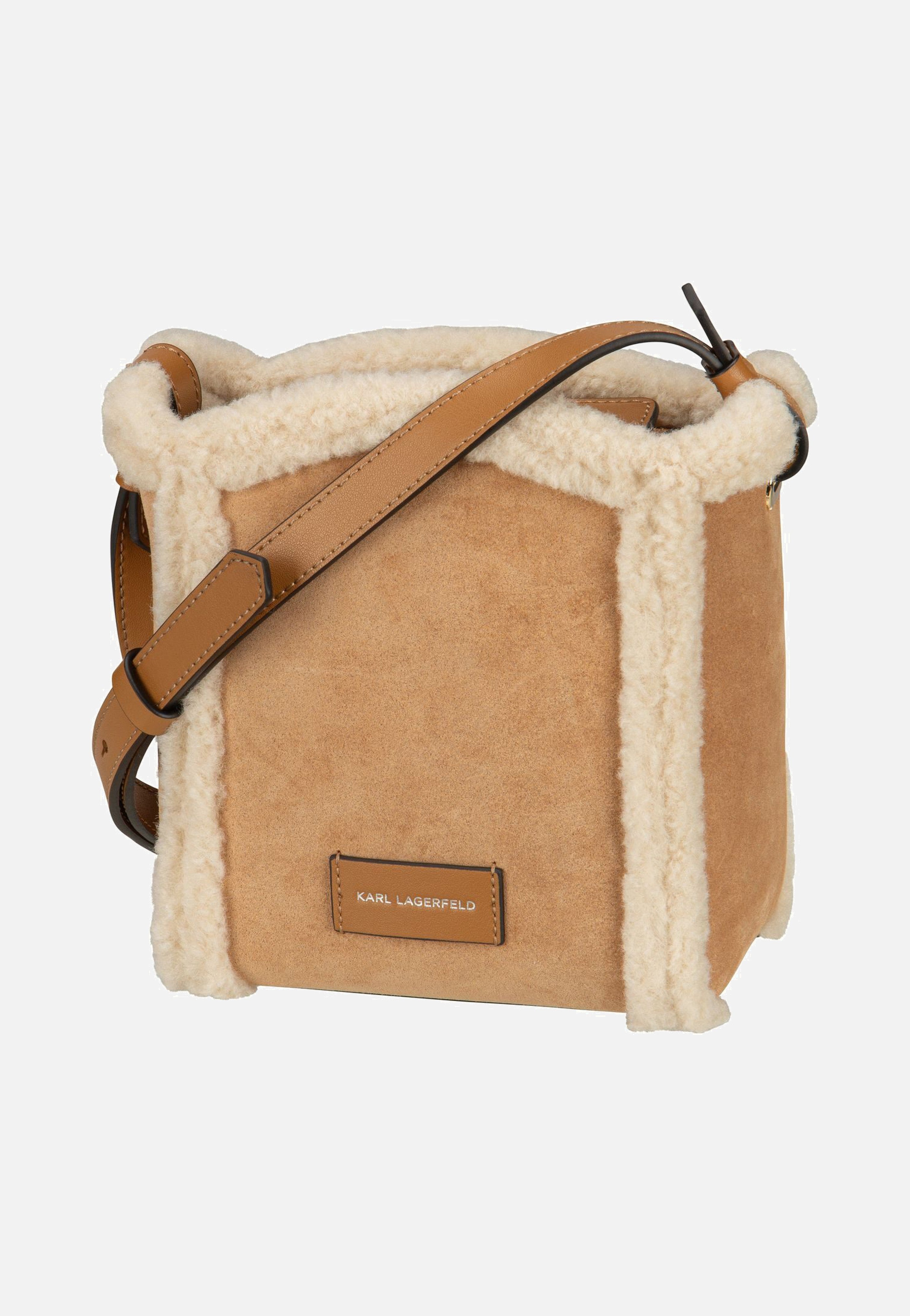 Karl Lagerfeld K/Circle SM Bucket Shearling Caramel Crossbody Bag