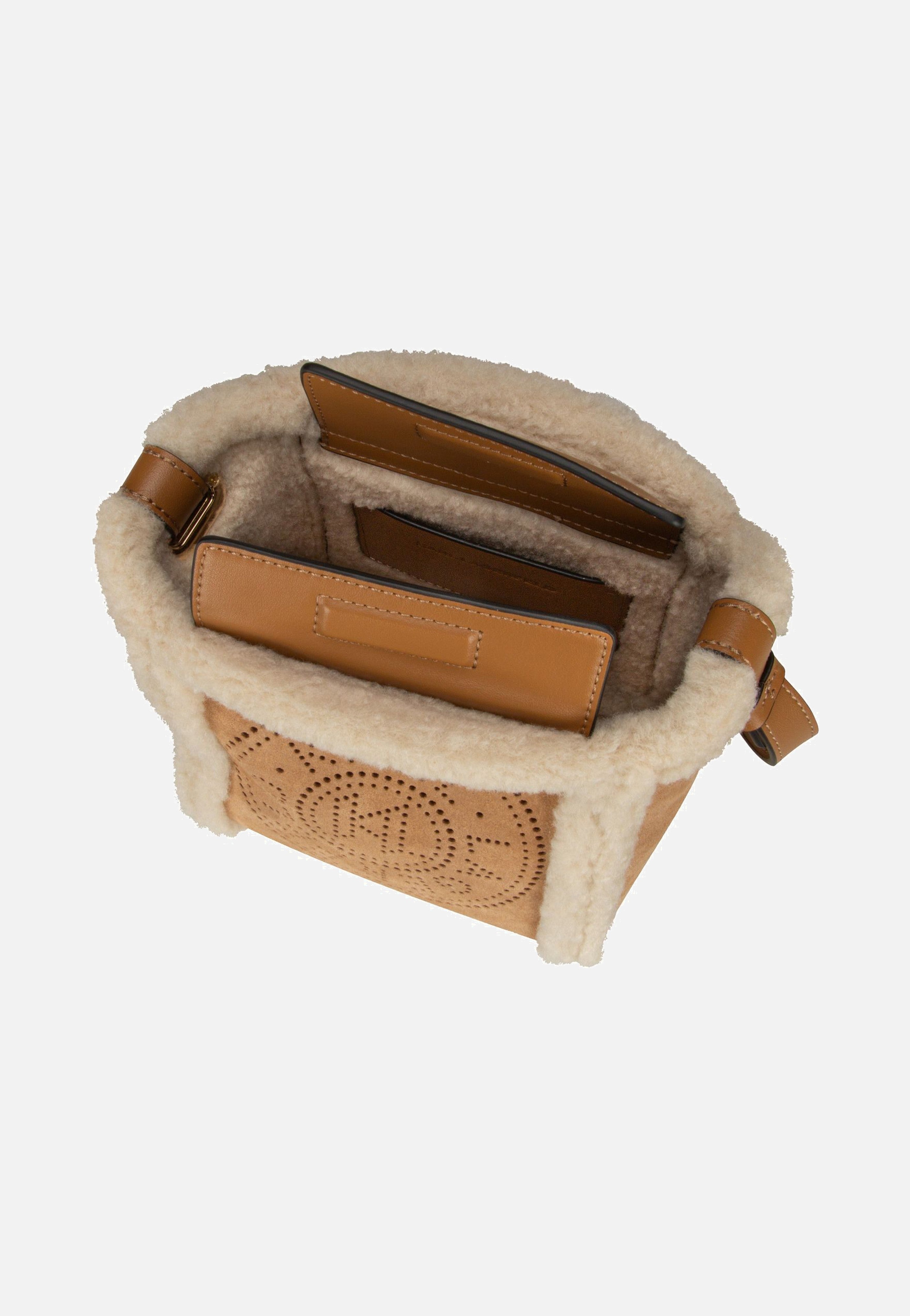 Karl Lagerfeld K/Circle SM Bucket Shearling Caramel Crossbody Bag