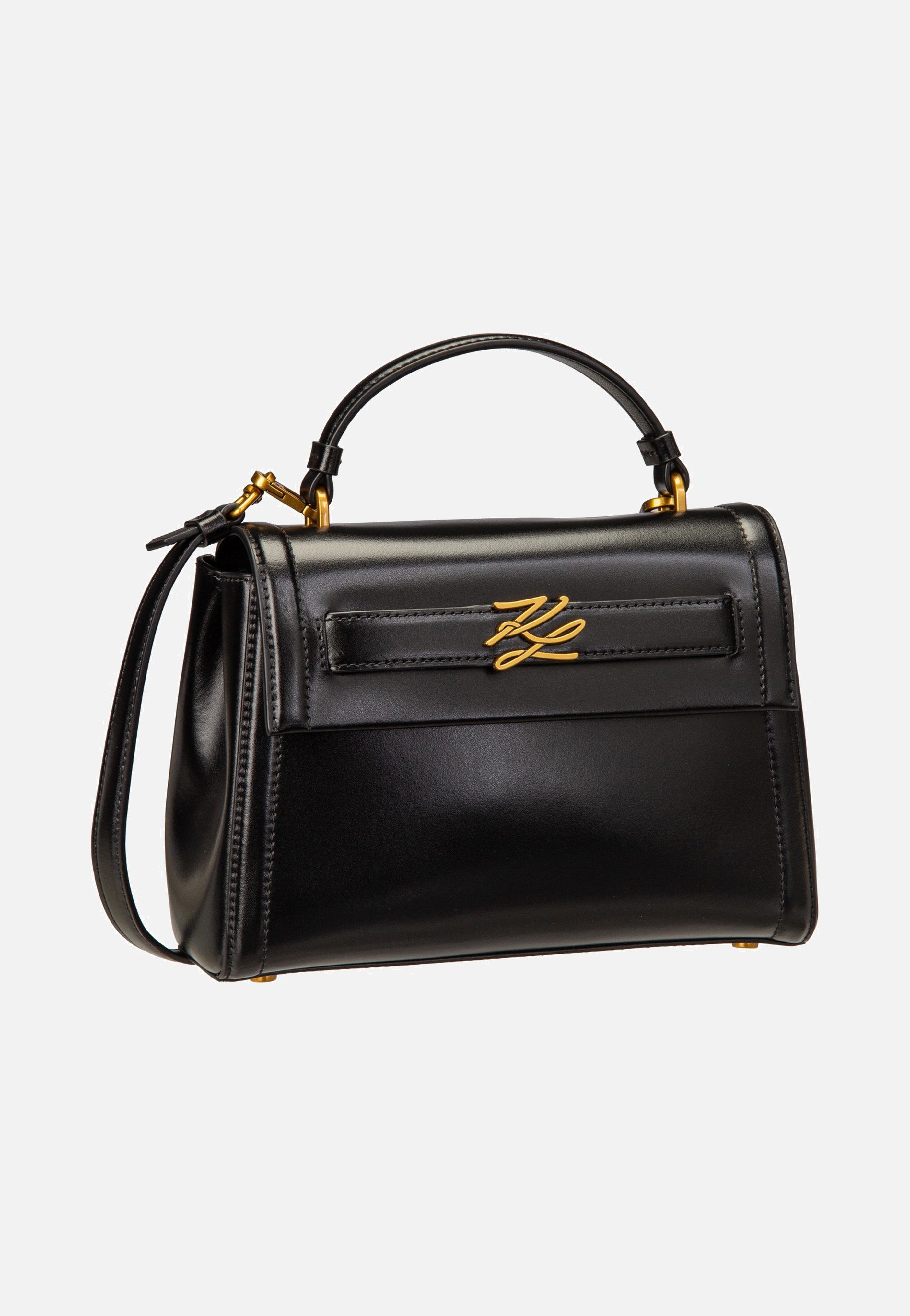 Karl Lagerfeld K/Autograph SM Top Handle Black/Gold Handle Bag