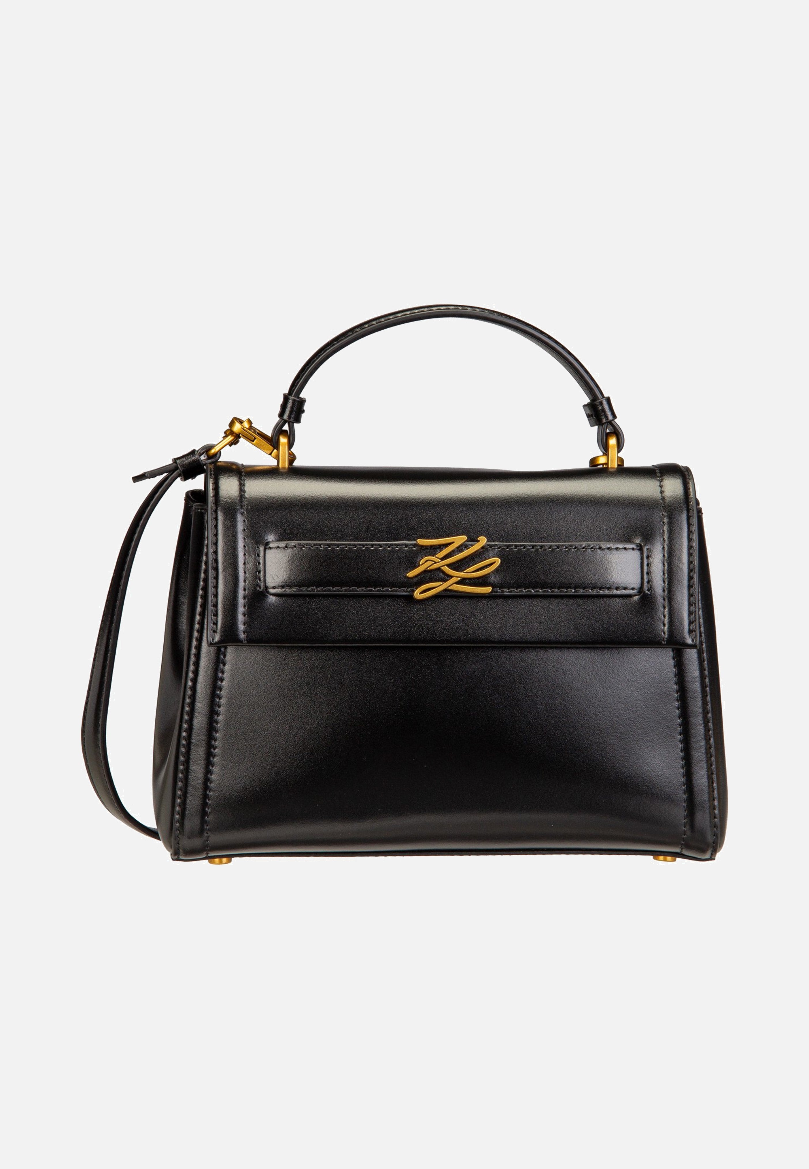 Karl Lagerfeld K/Autograph SM Top Handle Black/Gold Handle Bag