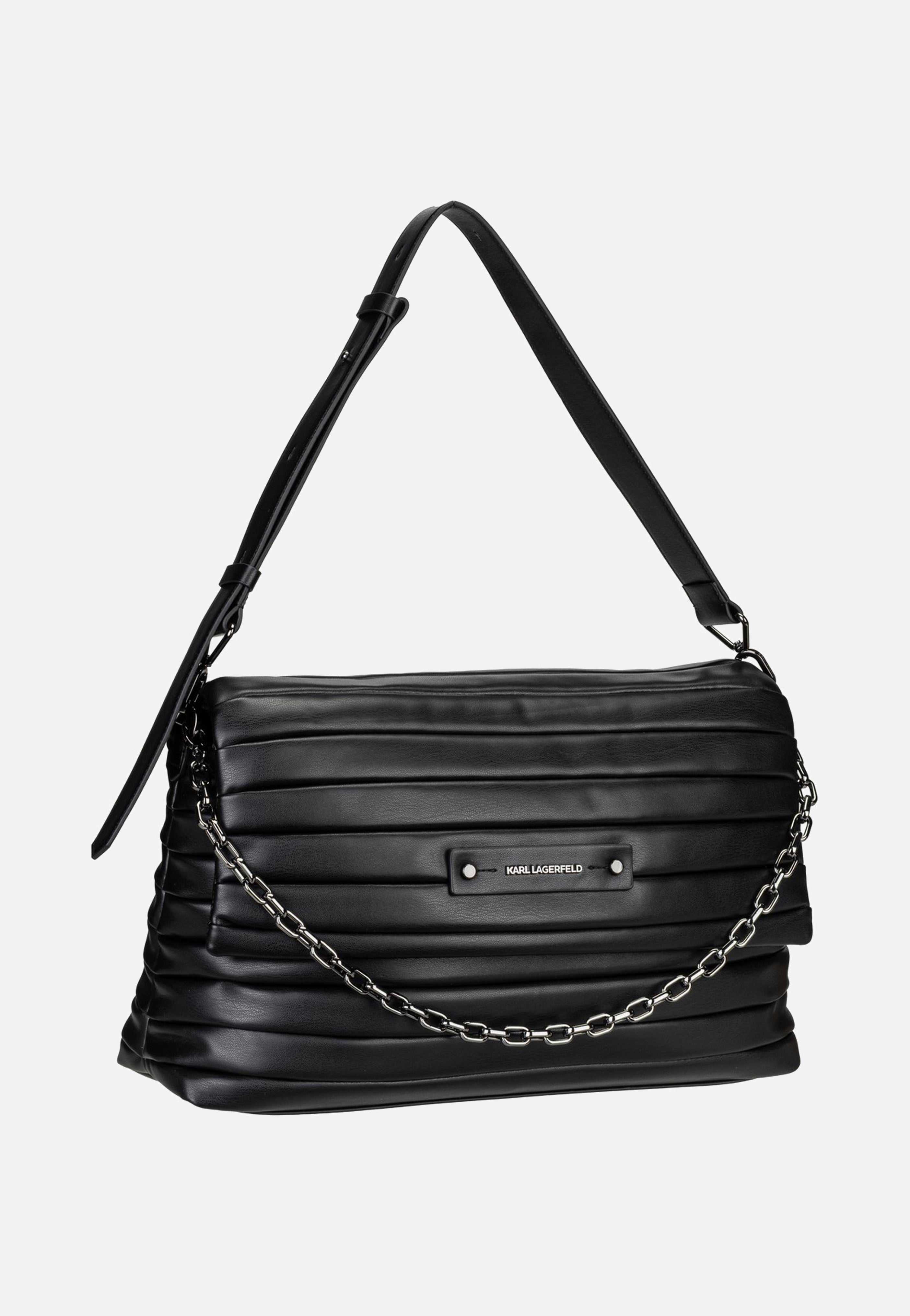 Karl Lagerfeld K/Essential Plie Medium Flap Shb Black-Gunmetal Sac de soirée