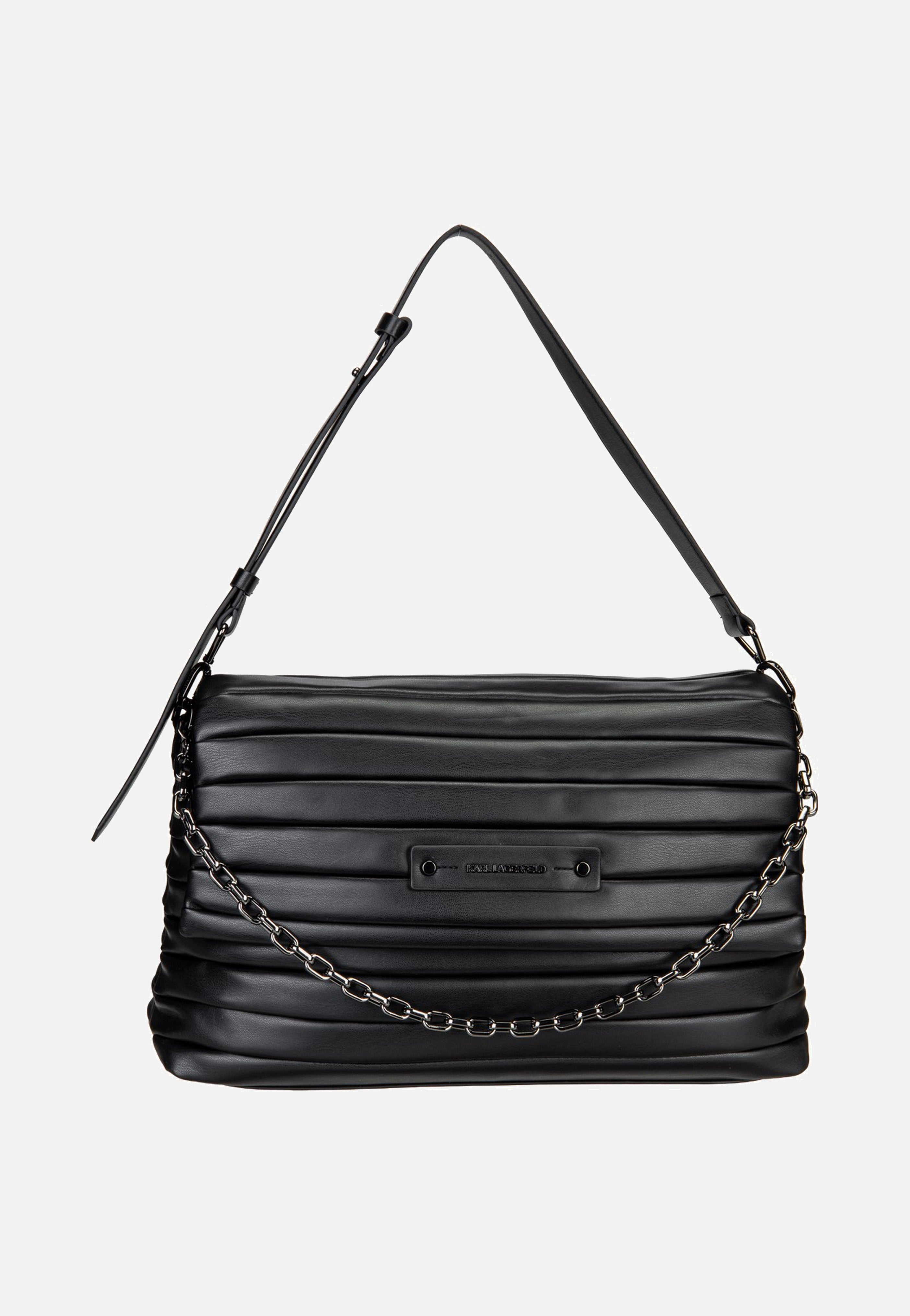 Karl Lagerfeld K/Essential Plie Medium Flap Shb Black-Gunmetal Sac de soirée