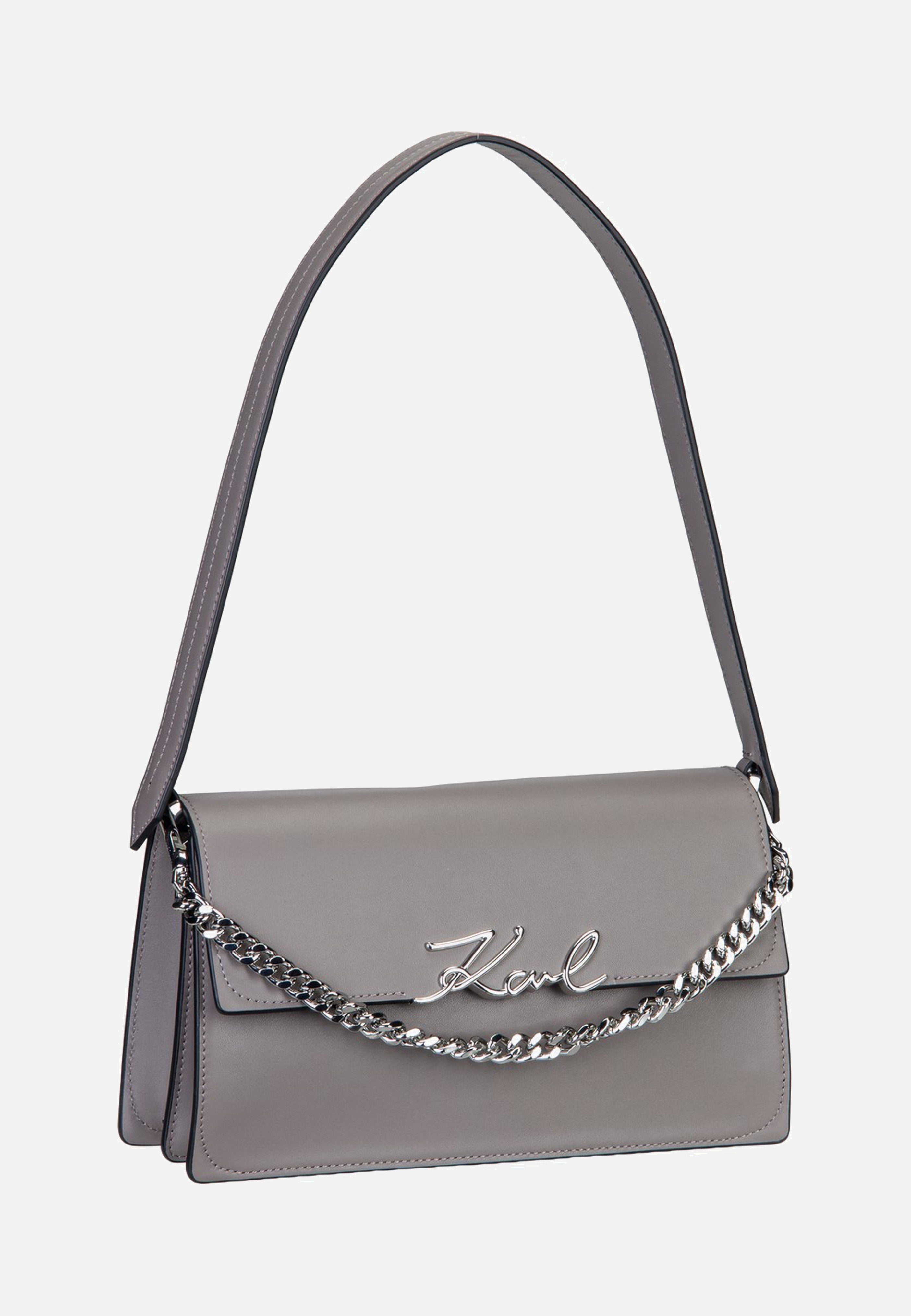 Karl Lagerfeld K/Signature Medium Flap Shb Ash Grey Evening Bag