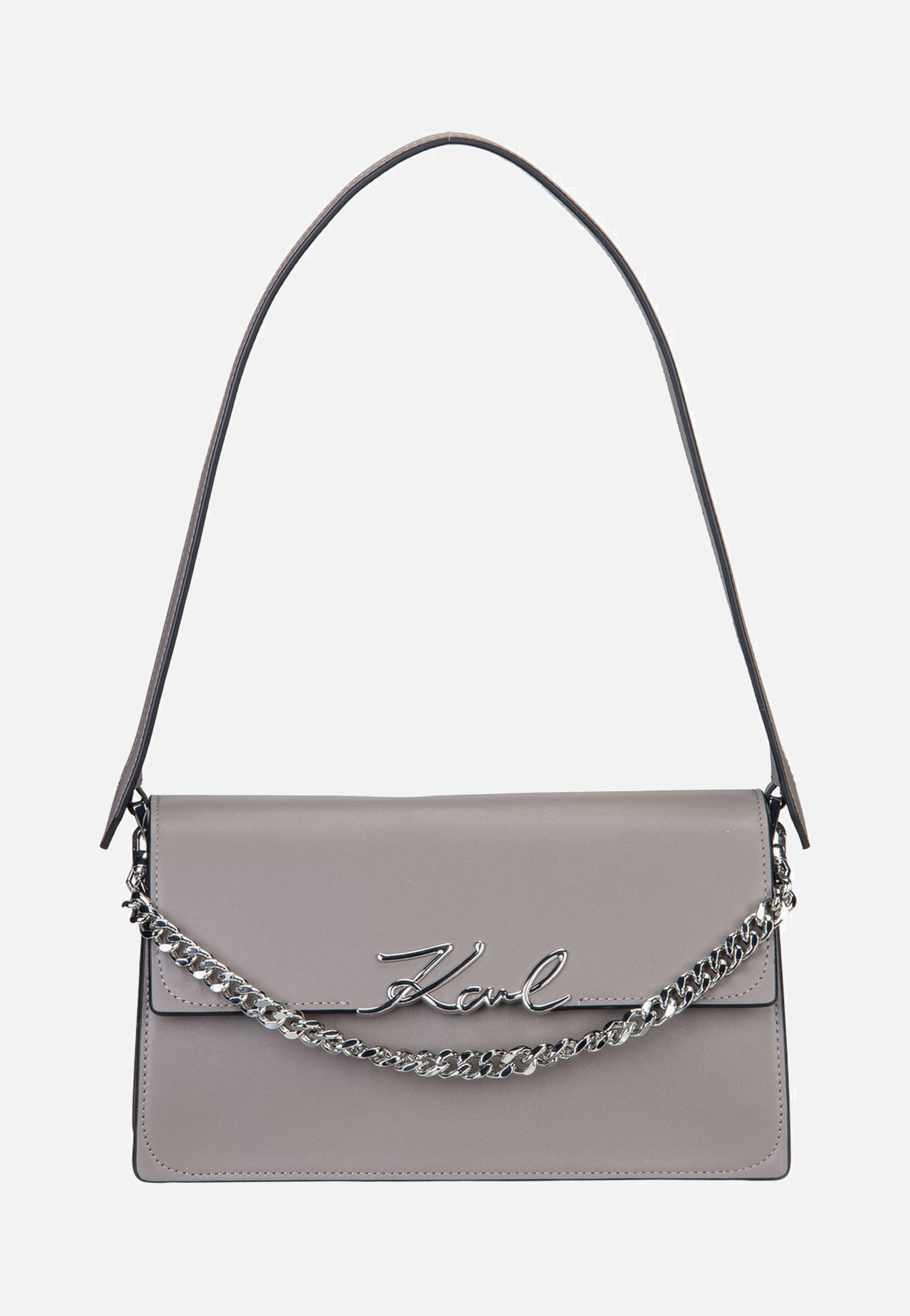 Karl Lagerfeld K/Signature Medium Flap Shb Ash Grey Evening Bag
