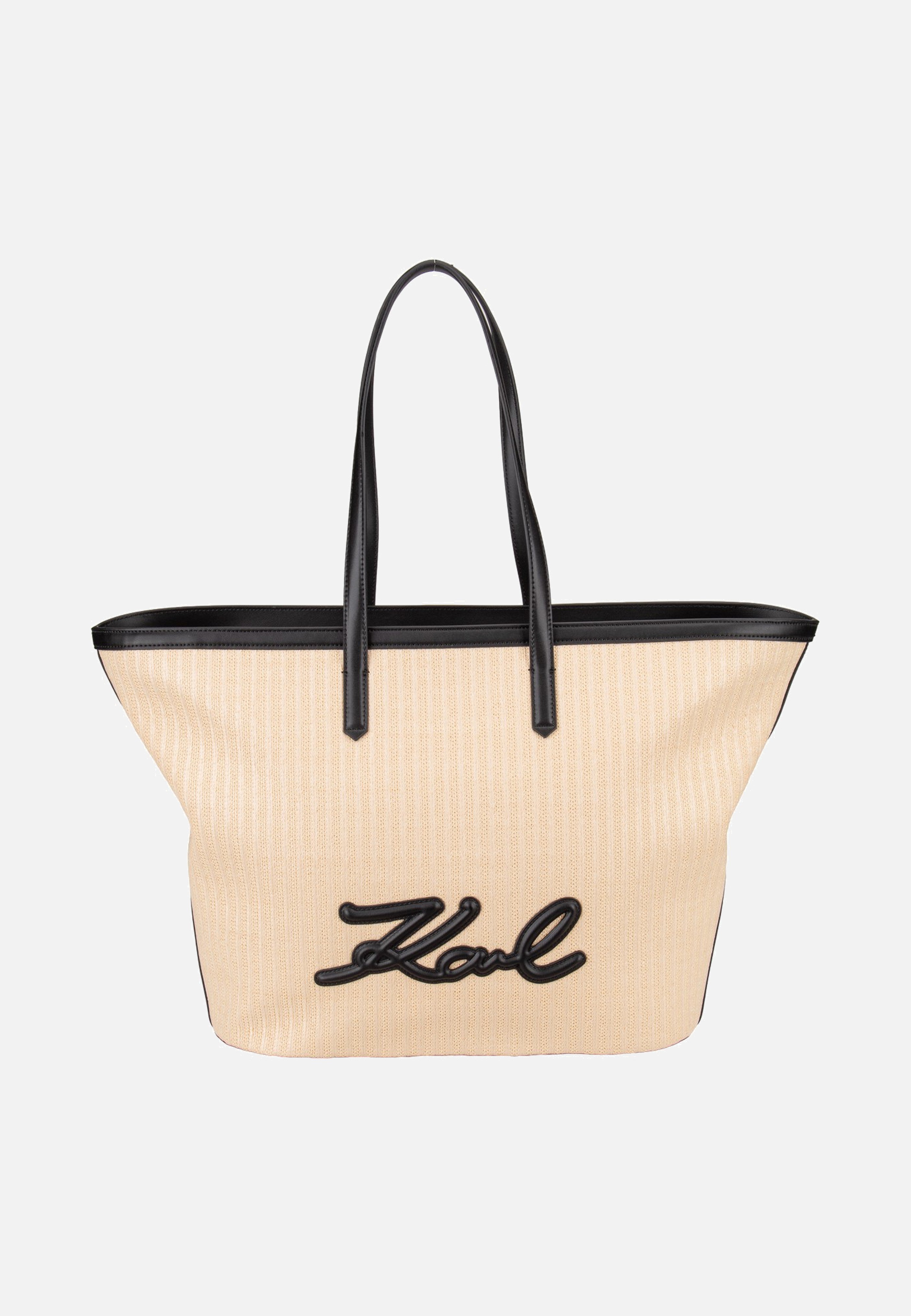 Karl Lagerfeld - K/Signature Raffia MD Tote Natural/Black - Tote Bag | Women-Image