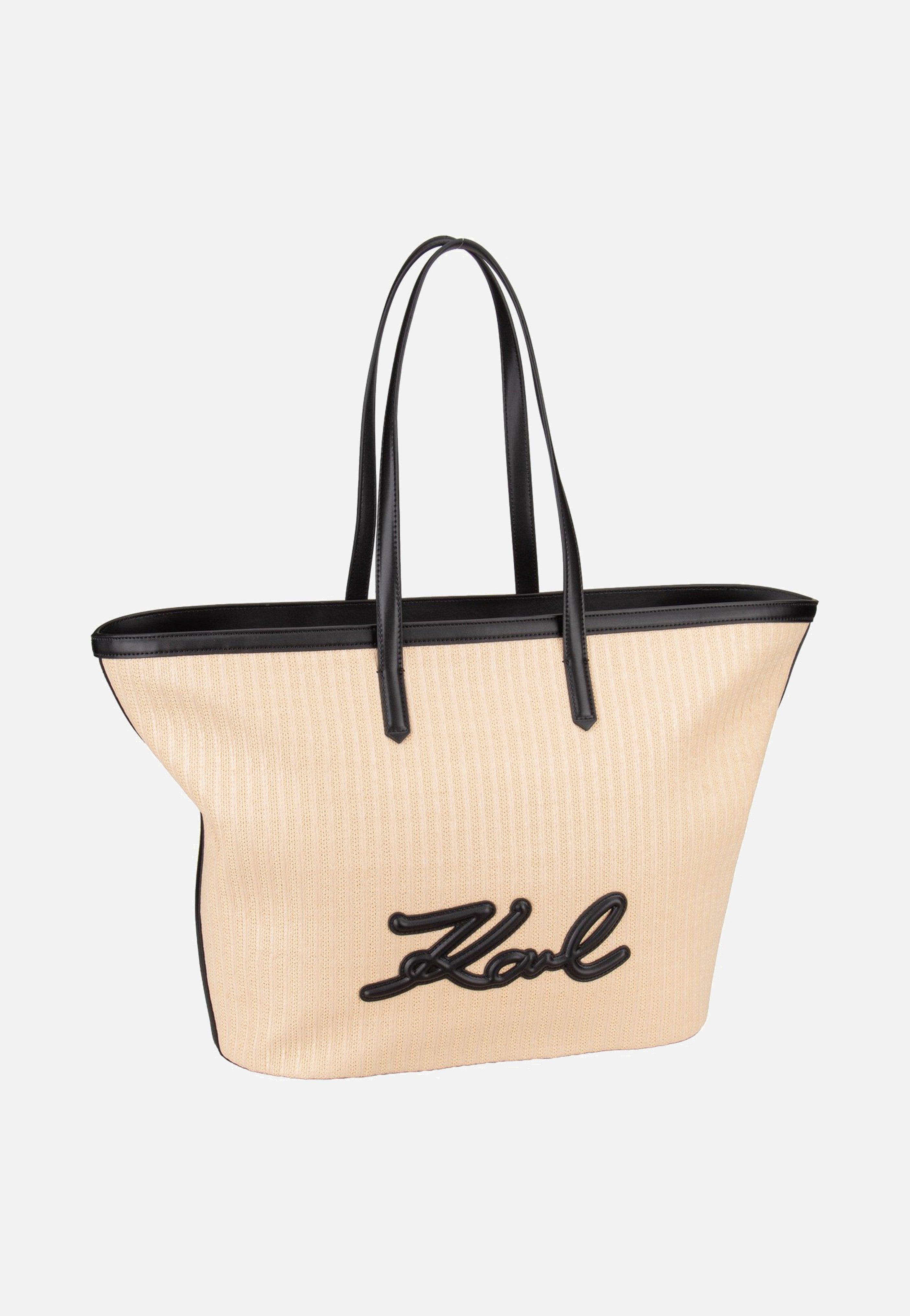 Karl Lagerfeld K/Signature Raffia MD Tote Natural/Black Shopper