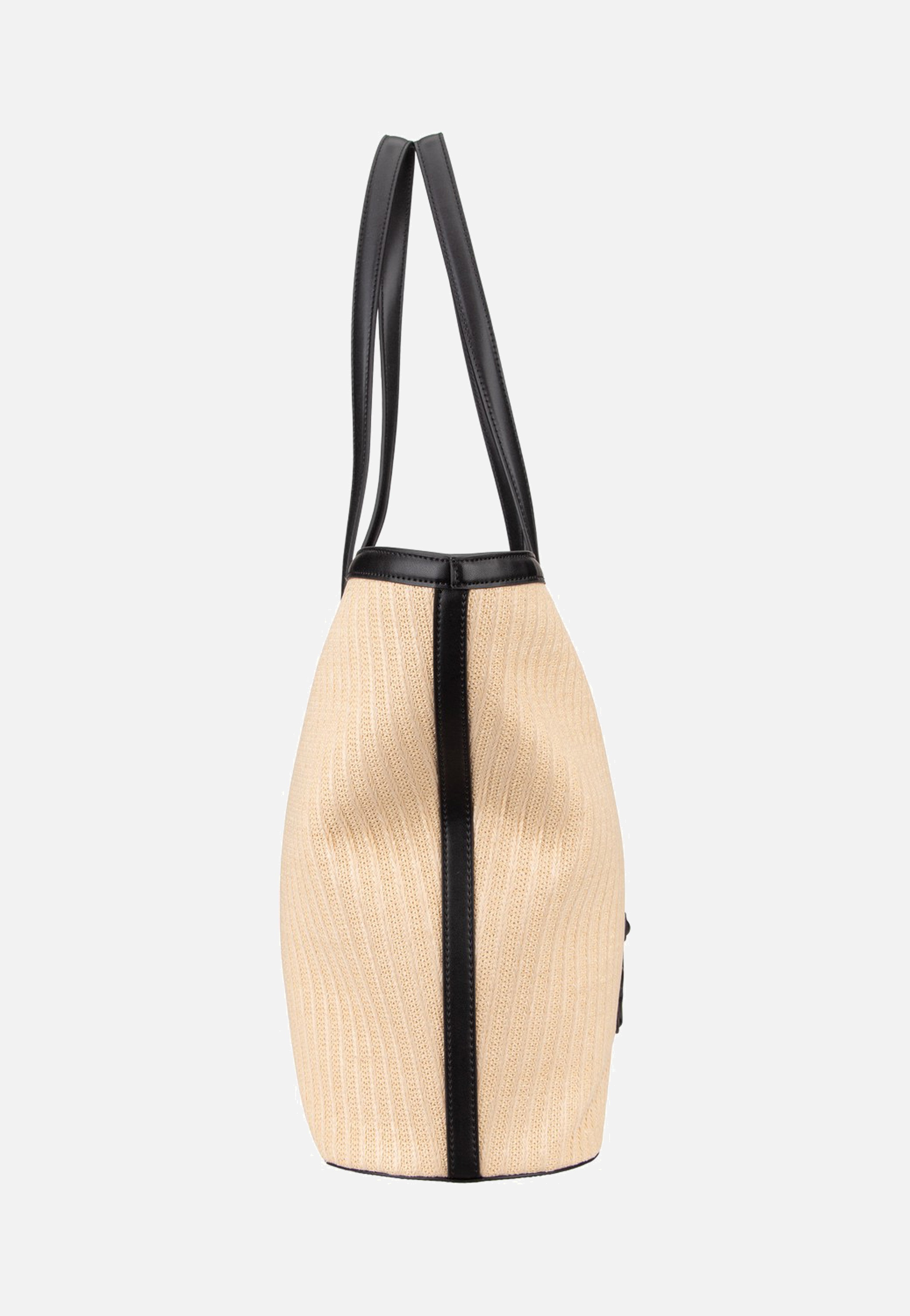 Karl Lagerfeld - K/Signature Raffia MD Tote Natural/Black - Tote Bag | Women-Image